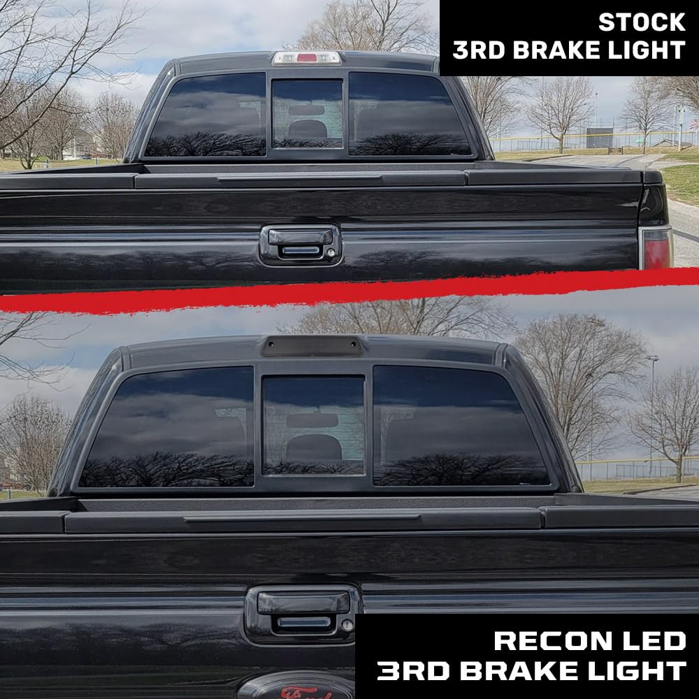 RECON Smoked Black LED 3rd Brake Light Kit with White Cargo Lights - Compatible with 2009-2014 Ford F150 | Durable & Stylish Upgrade for Truck Lighting | Perfect for Night Driving & Enhanced Visibility