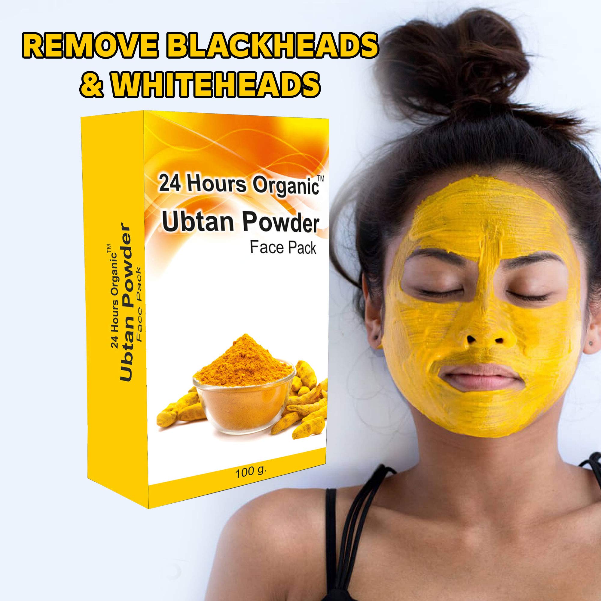 24 Hours Organic Ubtan Powder Face Pack for Women & Men - Natural Skincare for Glowing Soft Skin, Tan Removal, Deep Cleansing, Exfoliation, Anti-Acne & Blackhead Treatment - 100g with Free Rose Water - Perfect for Daily Beauty Routine & Spa Treatments