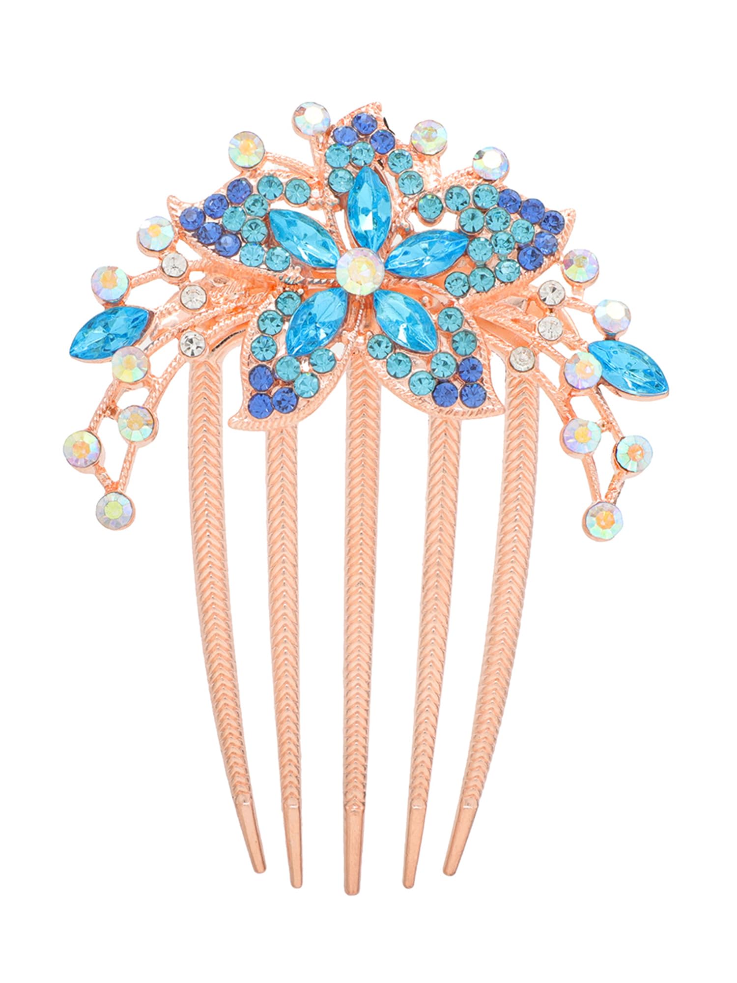 Elegant Yellow Crystal Floral Hair Comb Pin for Women - Bridal Wedding Hair Accessories, Side Pin, Jooda Pin - Perfect for Weddings, Prom, Parties & Special Occasions