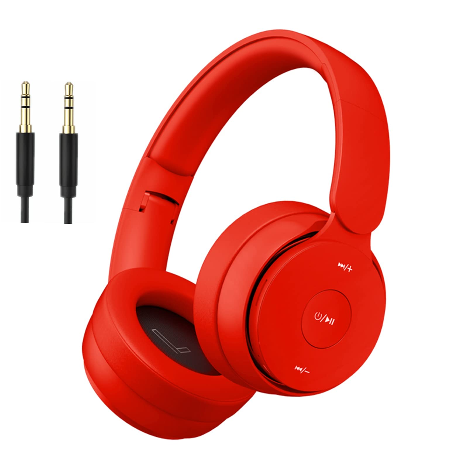 Wireless Bluetooth Headphones Over Ear with Hi-Fi Stereo Sound, Foldable Design for Travel - Wired/Wireless/TF Card Support, 25 Hours Playtime - Perfect for Adults, Kids & Teens (Red) - Great for Commuting, Workouts & Gaming