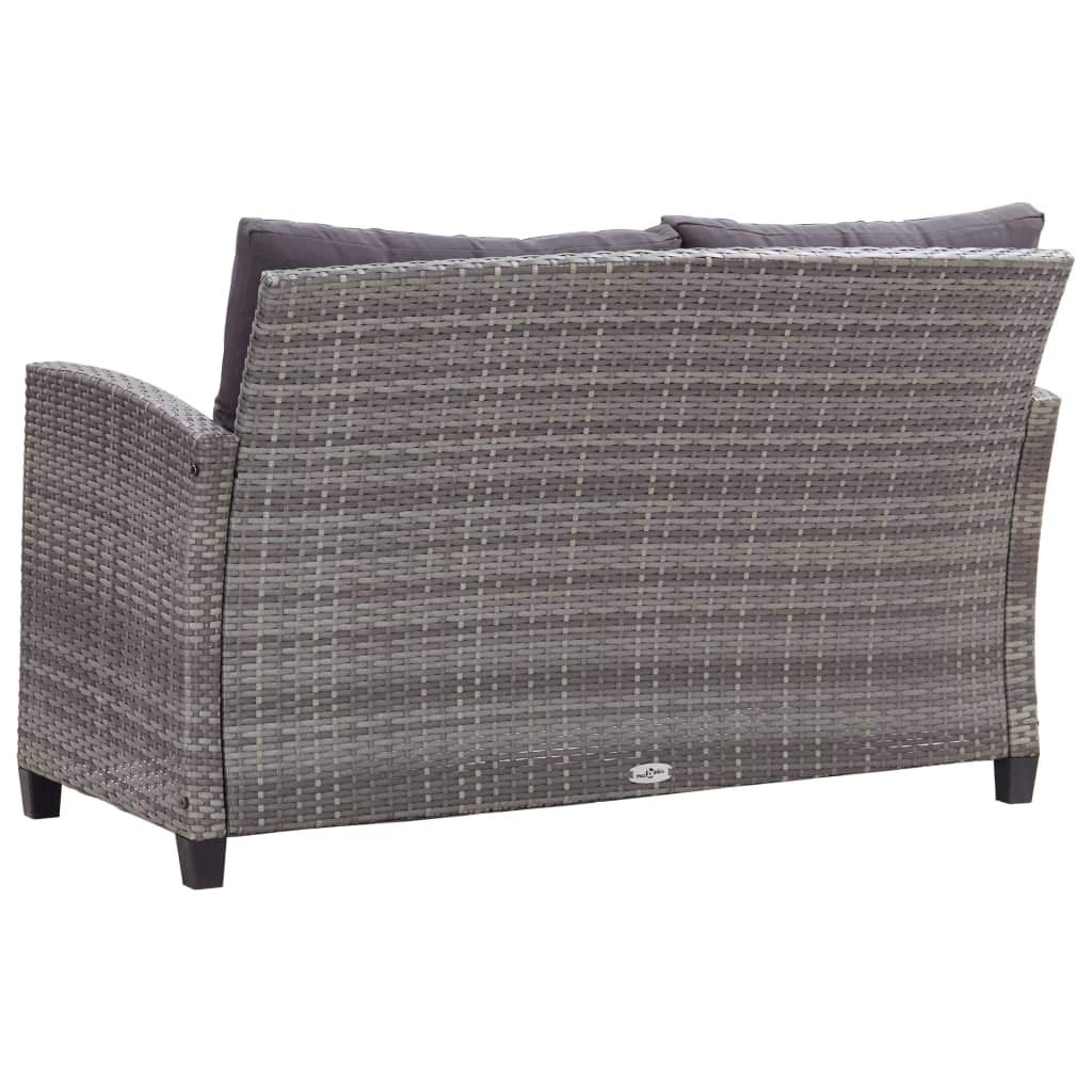 2-Seater Patio Sofa with Cushions - Outdoor Garden Furniture for Balcony, Backyard & Lounge - Gray Poly Rattan Sofa Chair - Perfect for Relaxing, Entertaining & Sunbathing