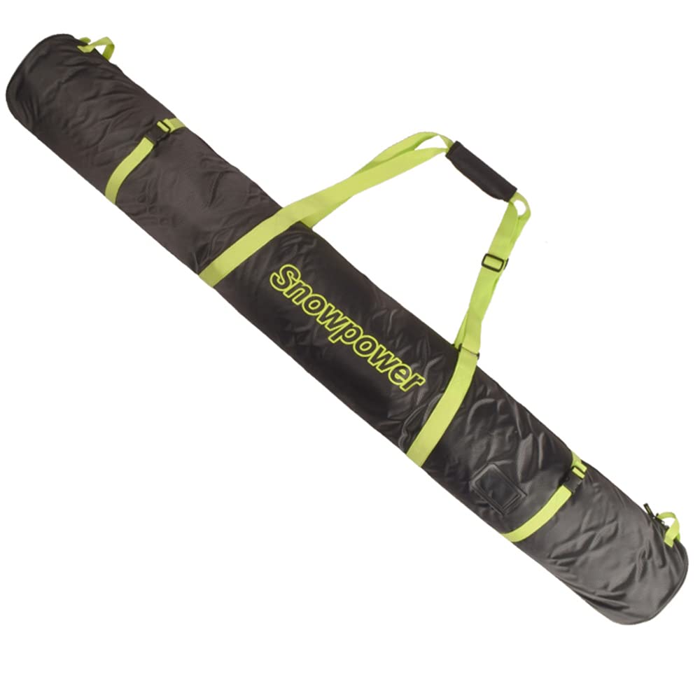 UNISTRENGH Fully Padded Single Ski Travel Bag - Thick Dual Layer Protection Waterproof Ski Carrier with Shoulder Strap & Handle - Perfect for Air Travel, Mountain Trips & Ski Resort Storage