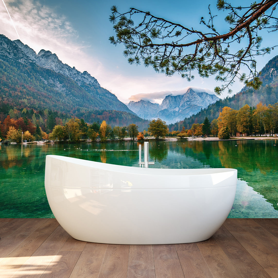Scenic Mountain & Lake Wall Mural CCM032 - Nature Landscape Peel and Stick Wallpaper for Living Room, Bedroom & Office Decor