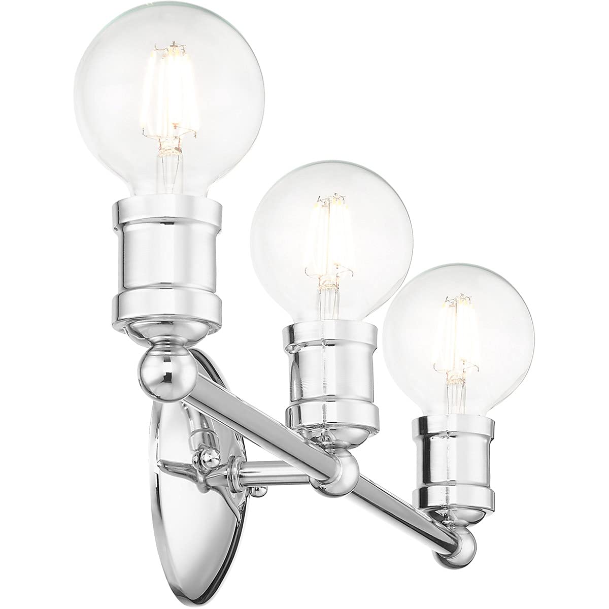 Livex Lighting 16713-05 3-Light Polished Chrome Bathroom Vanity Light Fixture - Perfect for Modern Bathroom Decor & Makeup Lighting