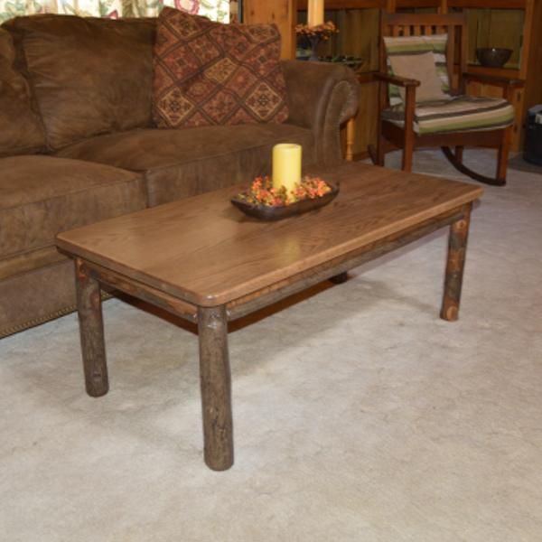 Solid Hickory Wood Coffee Table - Rustic Farmhouse Style Living Room Furniture for Home Decor & Relaxation