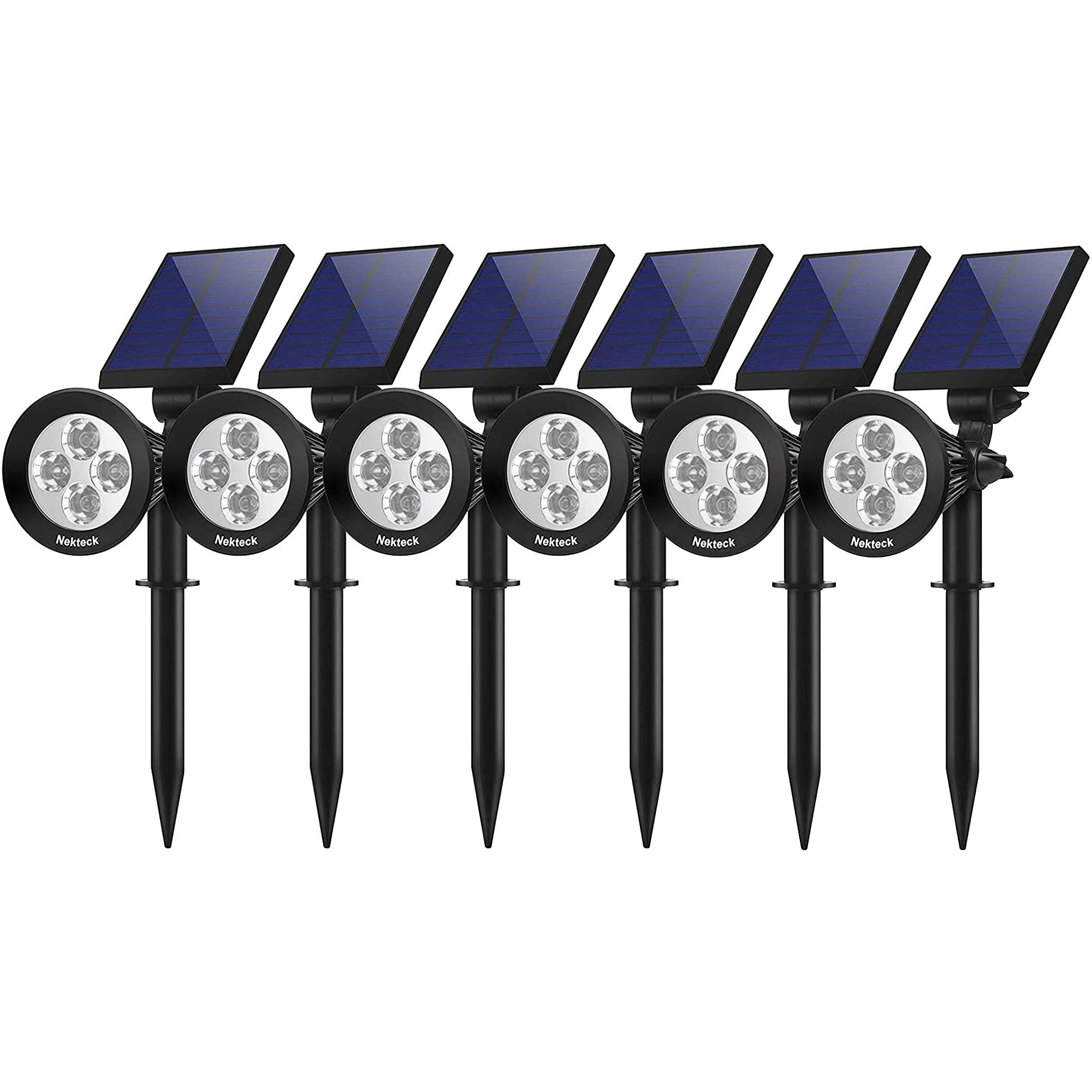 Nekteck 6 Pack Solar Spot Lights Outdoor Waterproof - 2-in-1 Solar Powered Landscape Lights with Bright & Dark Sensing, Auto On/Off for Yard, Garden, Pathway, Driveway - Perfect for Home Security & Nighttime Illumination (White)