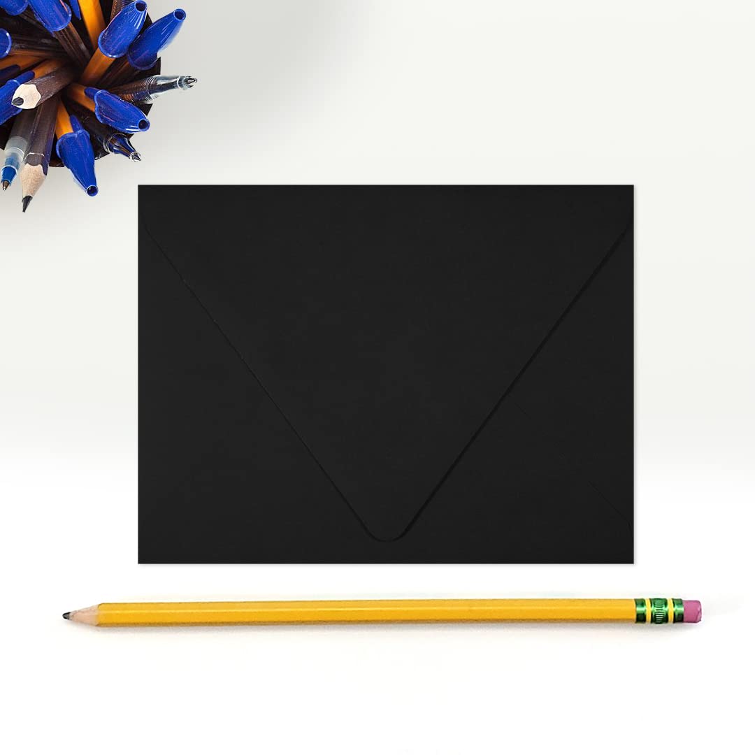 Premium A2 Contour Flap Envelopes 4 3/8 x 5 3/4 Inches - 1000 Pack Midnight Black for Business Invitations, Greeting Cards & Mailing - Elegant Stationery for Weddings, Corporate Events & Direct Mail