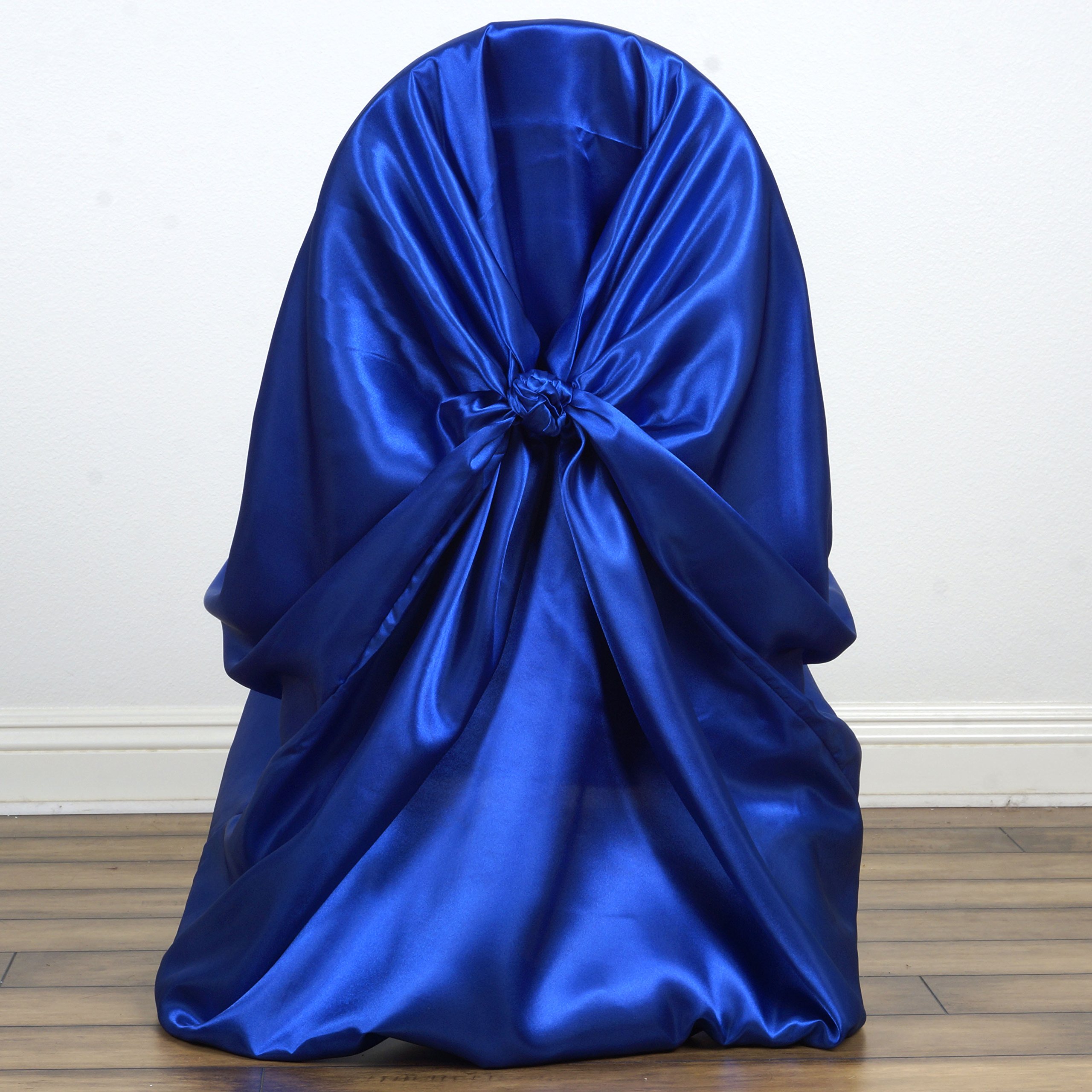 50 Pcs Royal Blue Satin Chair Covers Slipcovers - Universal Fit for Patriotic Veterans Day, 4th of July Party, Wedding & Ceremony Decorations - Perfect for Banquets, Church Events & Holiday Celebrations