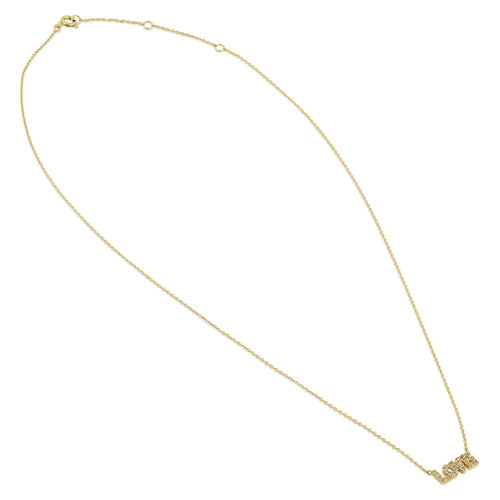 14K Solid Gold LOVE Diamond Pendant Necklace for Women - Elegant Gift for Anniversary, Valentine's Day & Special Occasions