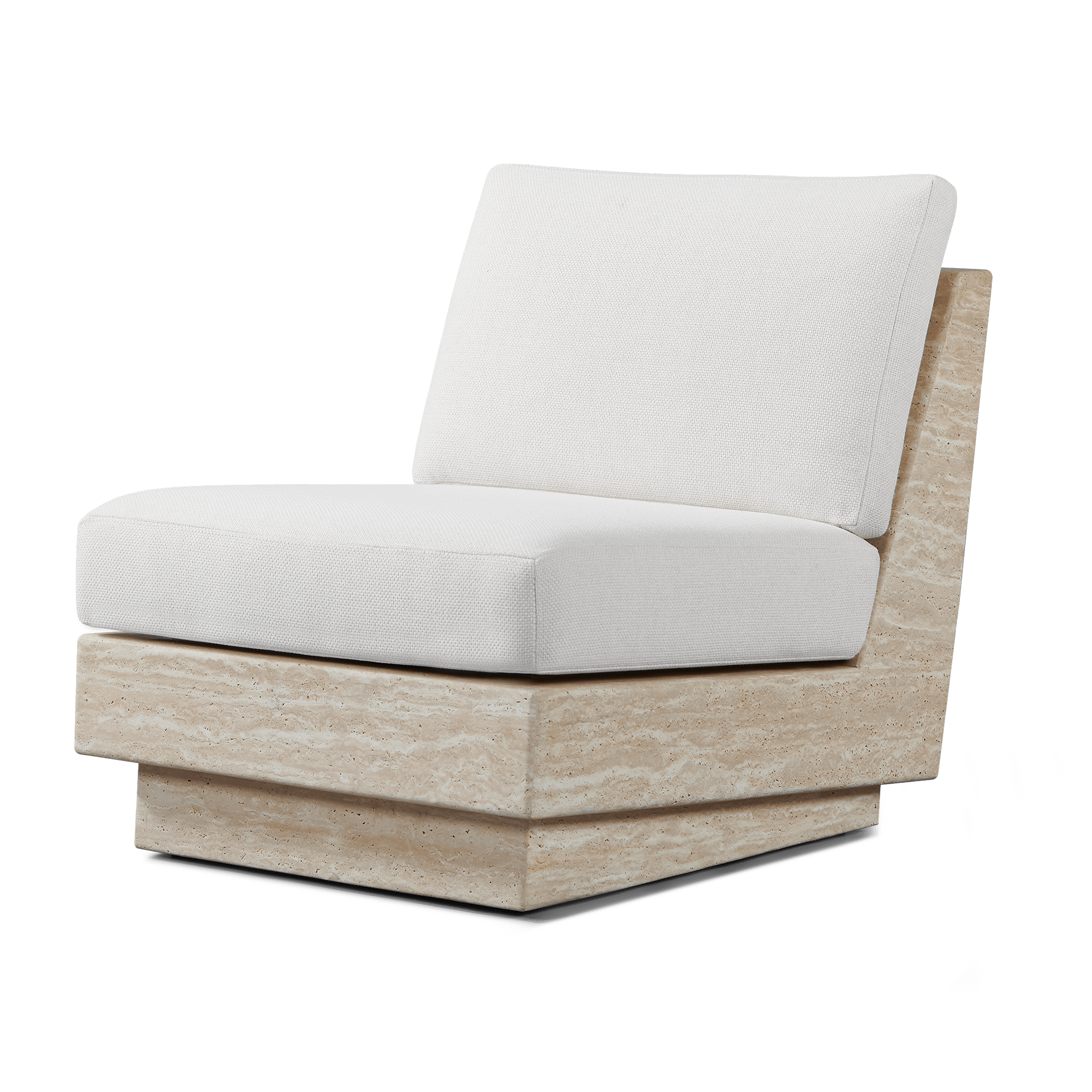 Tulum Travertine Armless Lounge Chair - Modern Outdoor Patio Furniture for Poolside, Garden, and Relaxation