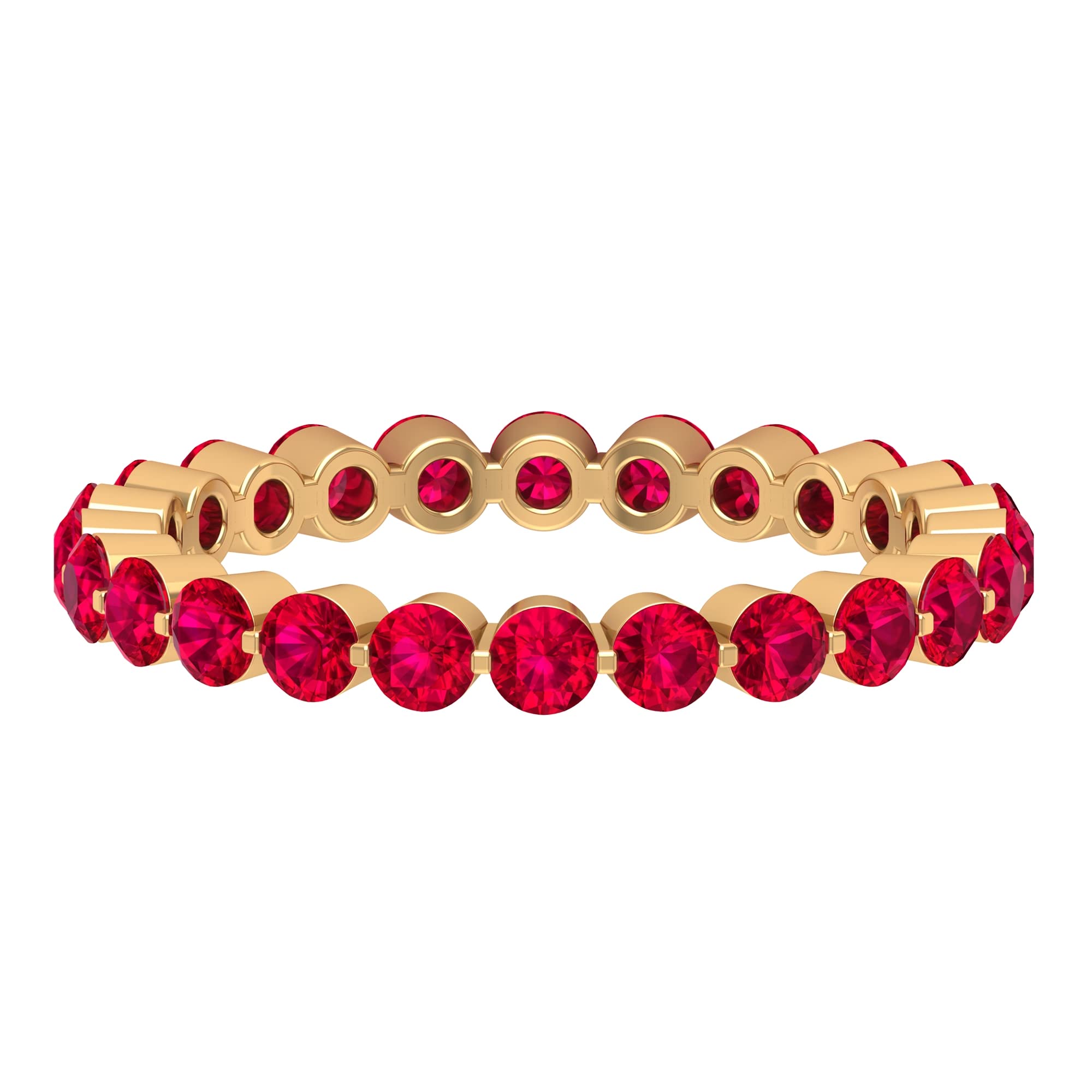 2.50 CT Lab-Created Ruby Eternity Ring in 14K Solid Gold - Floating & Full Eternity Band for Women, Gift for Anniversary, Valentine's Day or Special Occasion