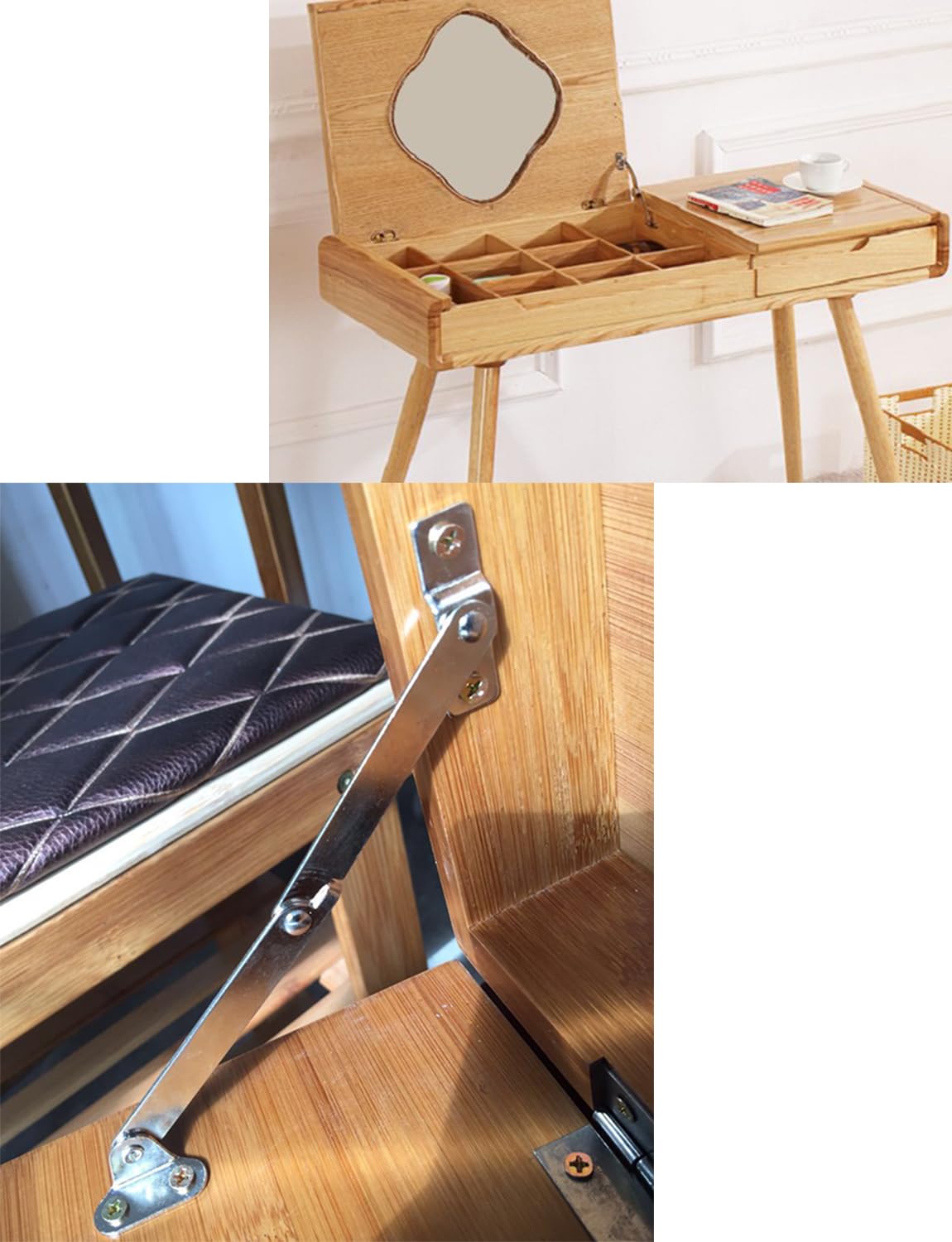 Susenya 2-Pack Lid Support Hinges for Kitchen Cabinets - 7.48x0.39 Inch (LxW) Iron Left & Right Silver Hinge Stays - Perfect for Cabinet Door Support & Organization