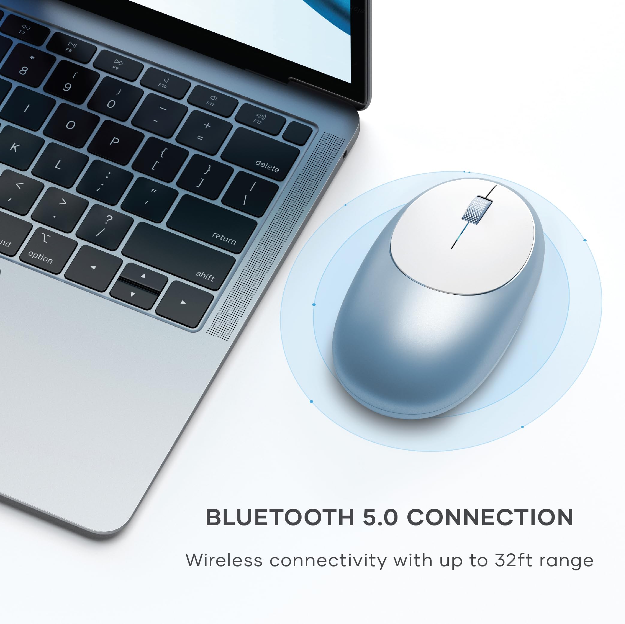 Satechi Wireless Bluetooth Mouse for MacBook Pro & Air, iMac, Mac Mini, iPad - Rechargeable USB-C Mouse with Silent Click - Perfect for Office, Travel & Home Use - Blue