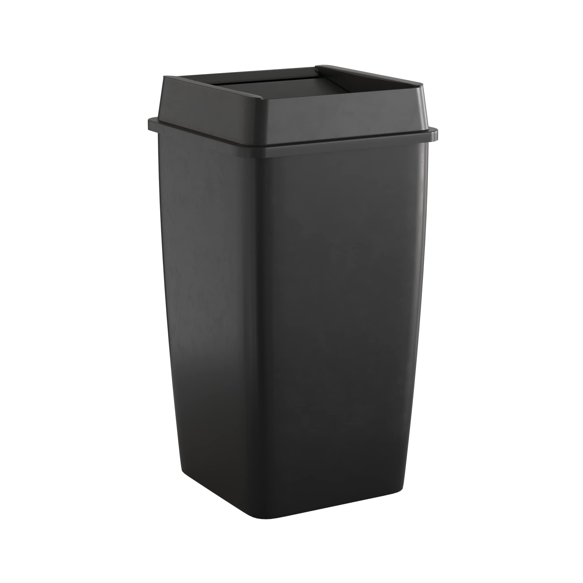 50 Gallon Black Square Commercial Trash Can with Lid - Heavy Duty Large Capacity Waste Bin for Restaurants, Offices & Outdoor Use