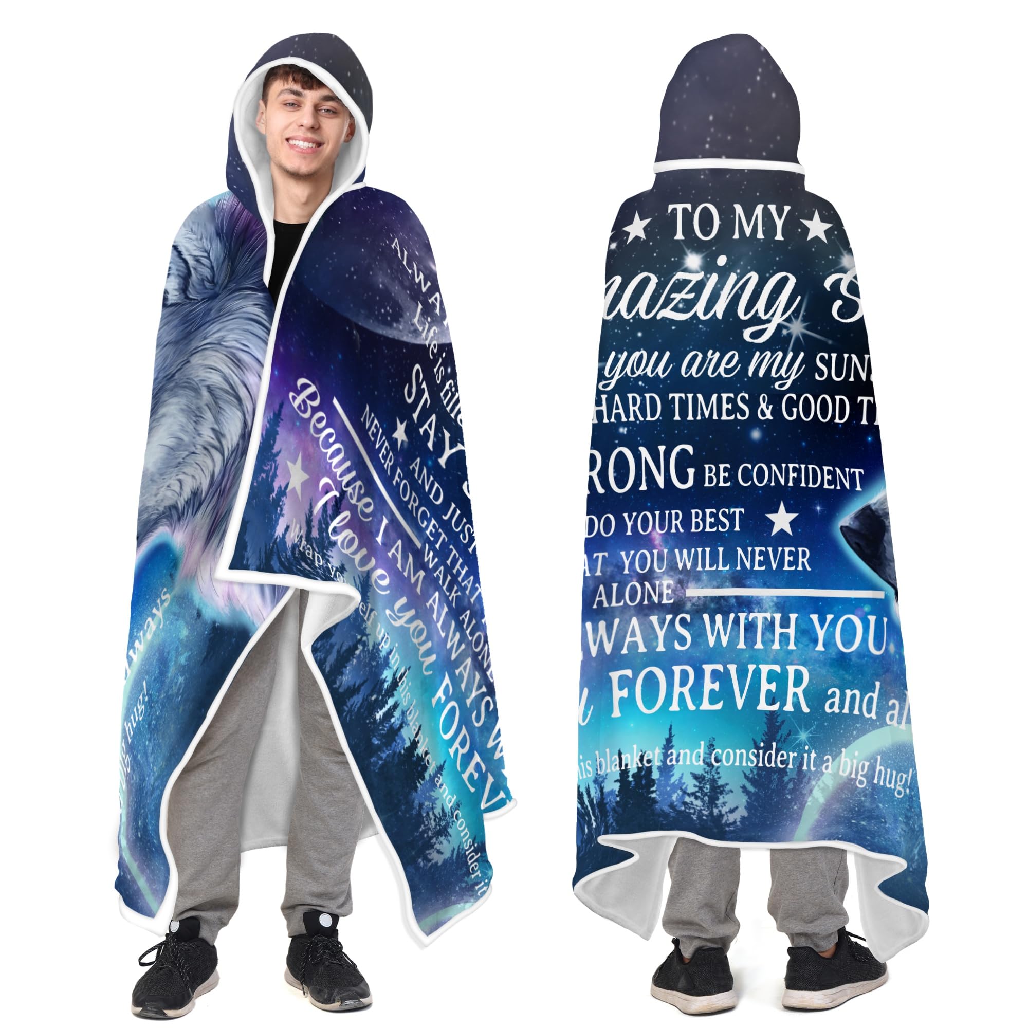 Cozy Wearable Blanket for Adults - 72 x 48 Inch Soft Fleece Snuggie - Perfect Birthday, Christmas & Father's Day Gift for Son from Parents | Great for Lounging, Movie Nights & Cold Weather Comfort