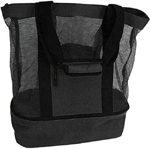 Large Mesh Beach Tote Bag with Detachable Insulated Cooler Compartment - Waterproof Picnic Bag for Women, Perfect for Pool Parties, Beach Outings & Summer Travel