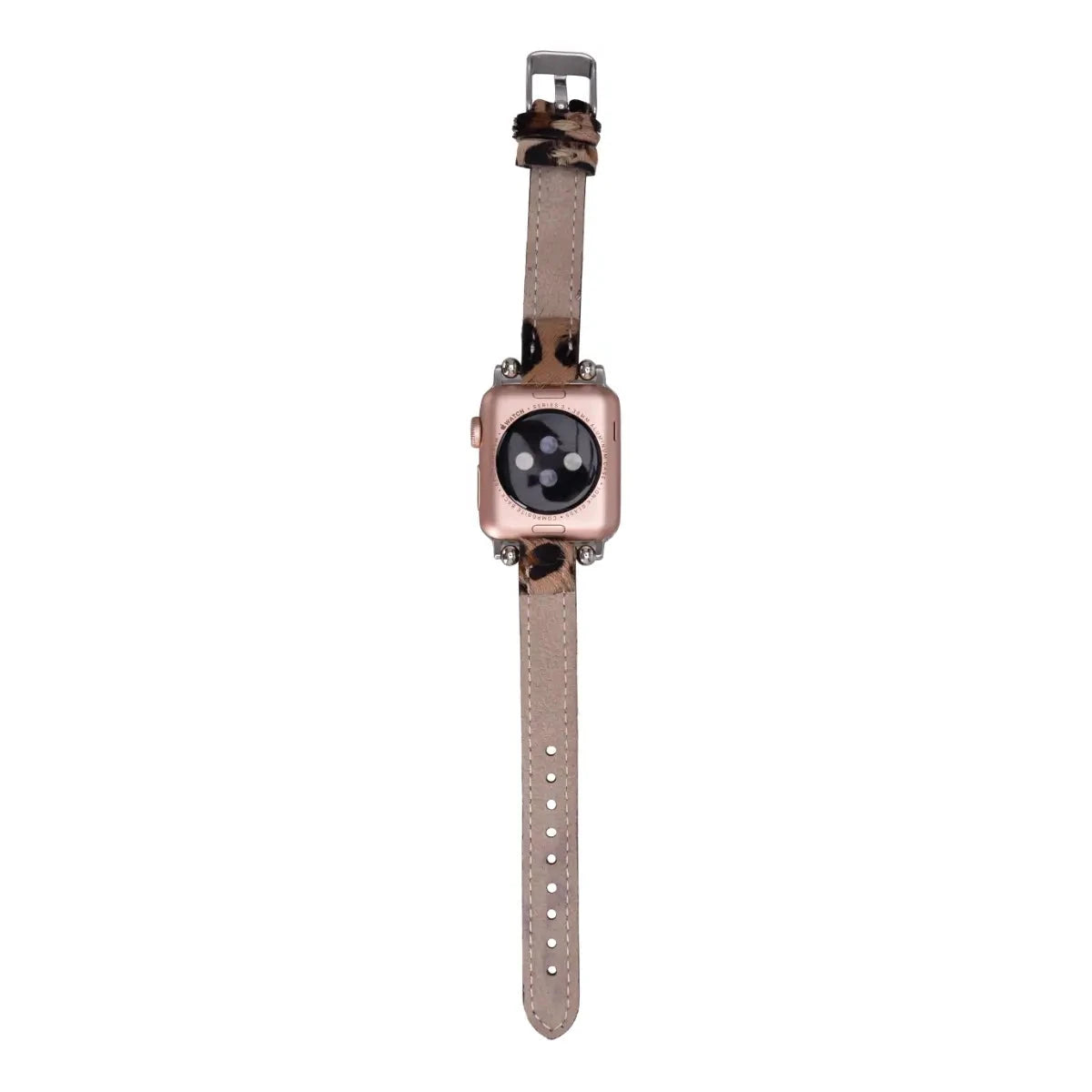 Furry Leopard Print Genuine Leather Ultra Slim Apple Watch Band for Women & Men - Stylish & Comfortable for Workouts, Office & Everyday Wear