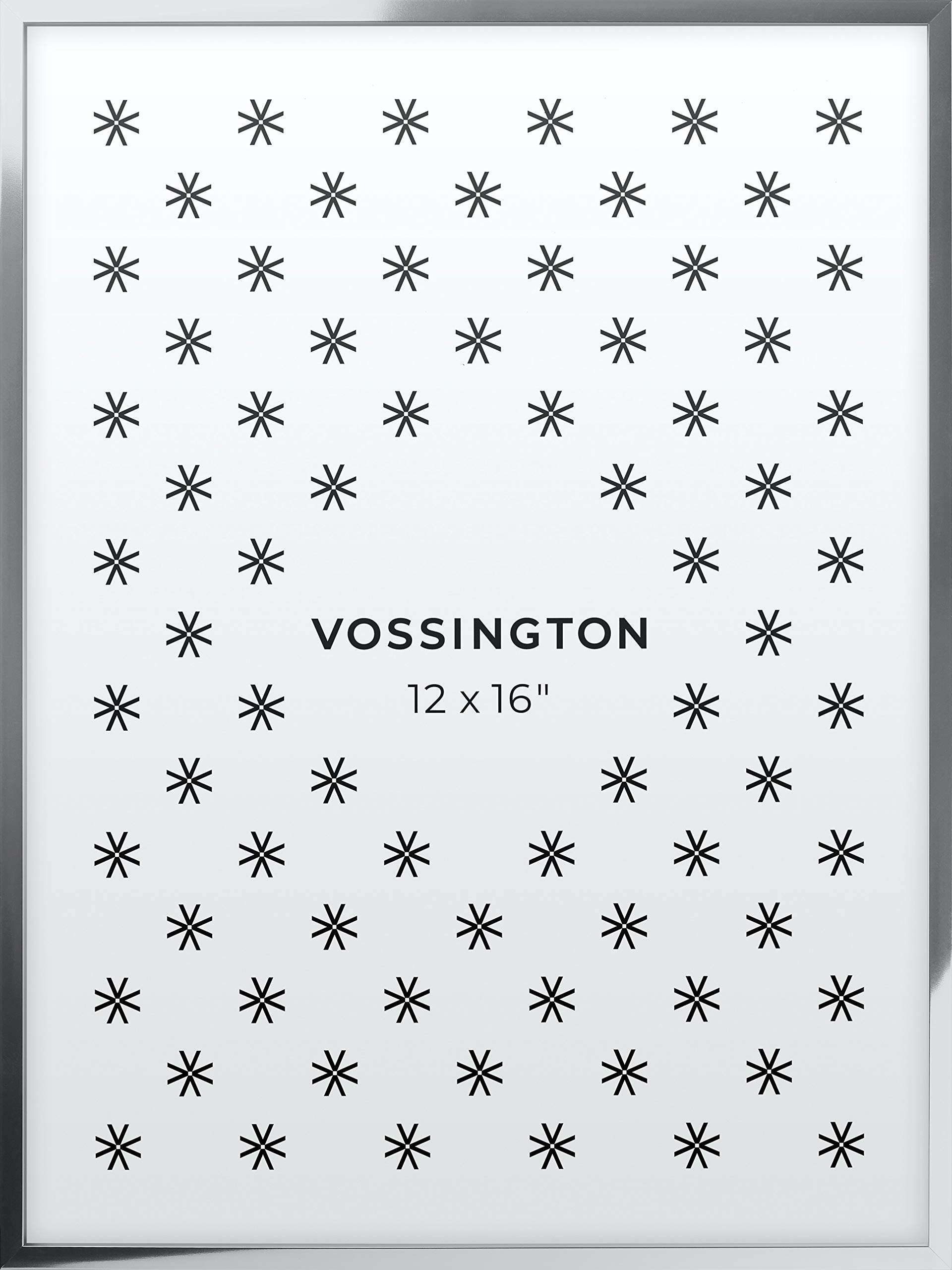 Vossington 12x16 Silver Picture Frame - Thin Modern Chrome Look - 12 x 16 Inch Photo Frame - Perfect for Wall Decor, Office Display & Gift Giving