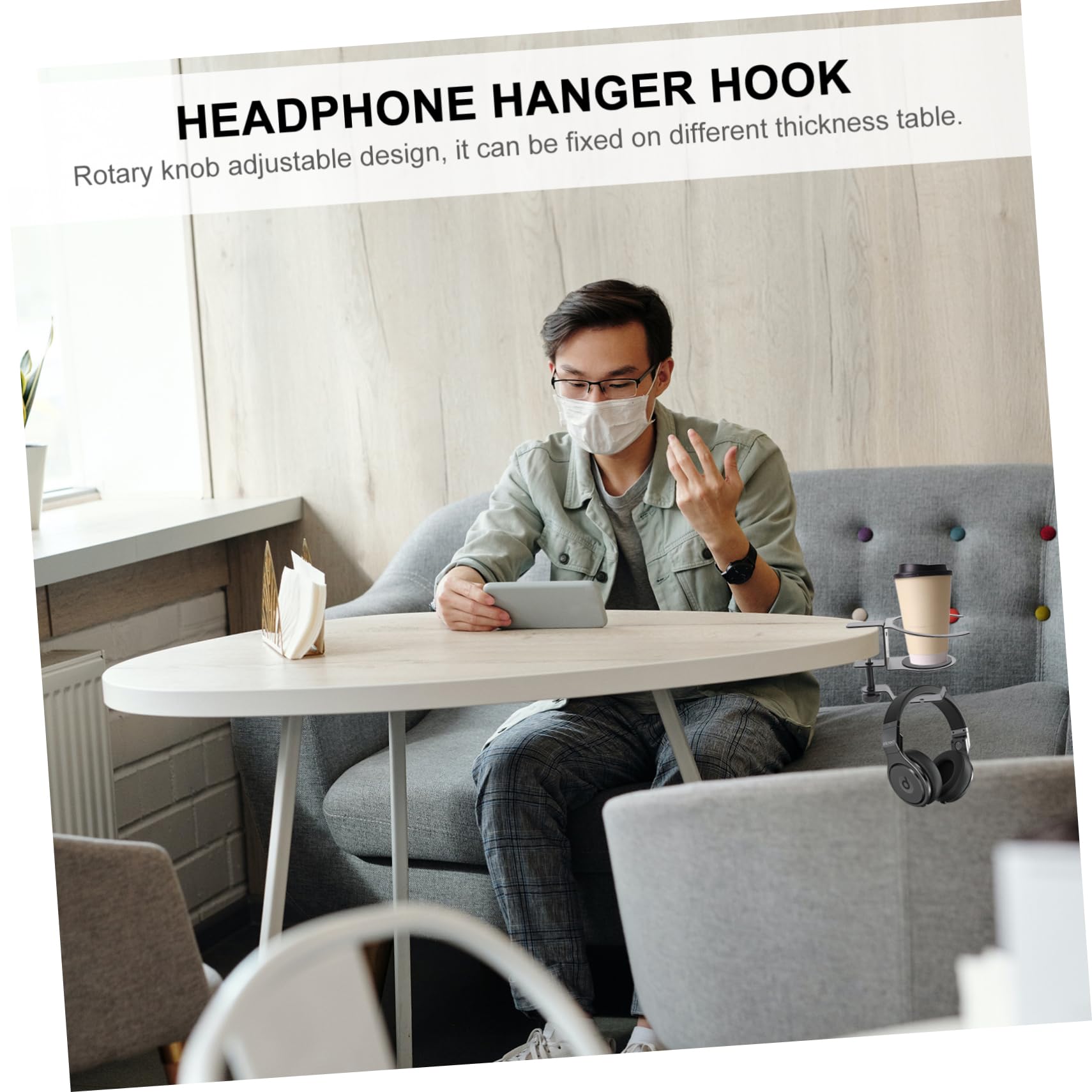 Artibetter 4 Pack Metal Headphone Stand with Drink Holder - Durable Aluminum Alloy Computer Desk Organizer for Gaming Headsets, Office Accessories & Home Decor (Space-Saving Design)