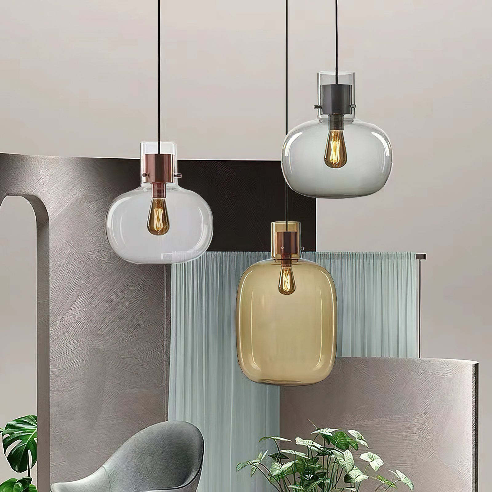 Cambre Glass Pendant Light - Modern Hanging Fixture for Kitchen Island, Dining Room & Bedroom Lighting - Dimmable LED Chandelier with Clear Glass Shade
