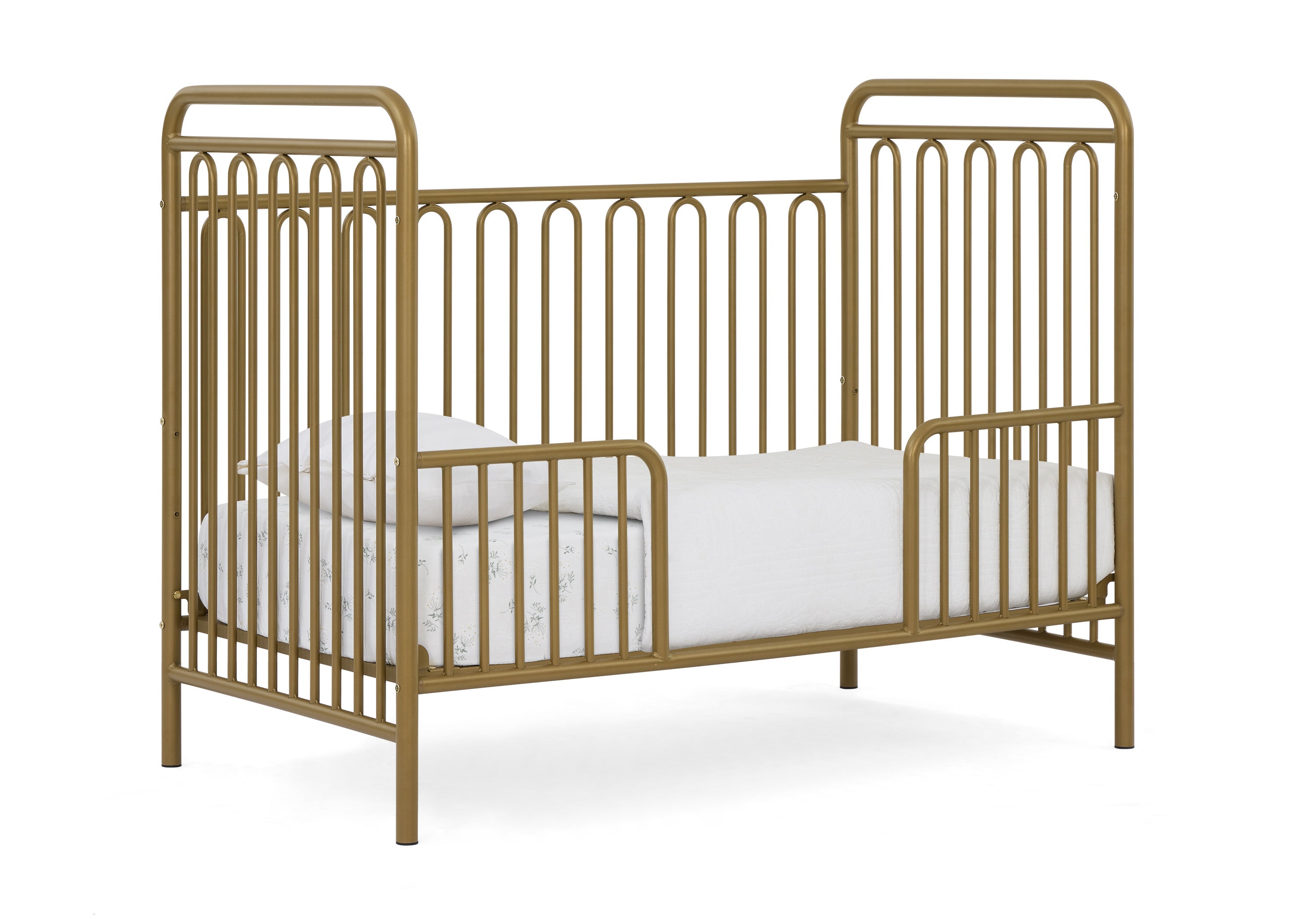 Darcy 4-in-1 Convertible Metal Baby Crib - Toddler Bed, Daybed & Full-Size Bed Conversion - Modern Nursery Furniture for Newborns to Teens (White) | Perfect for Small Spaces & Growing Families