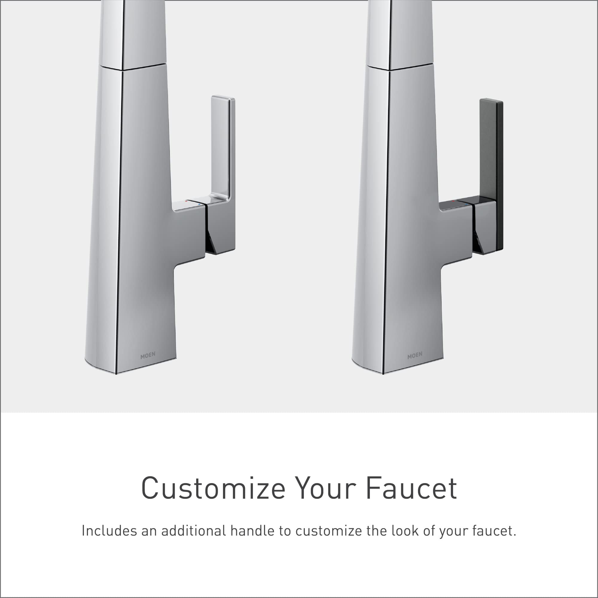 Moen S75005S Nio One-Handle Pull-Down Kitchen Faucet with Power Clean Spray - Chrome Finish & Secondary Handle Option - Perfect for Modern Kitchens & Easy Dishwashing