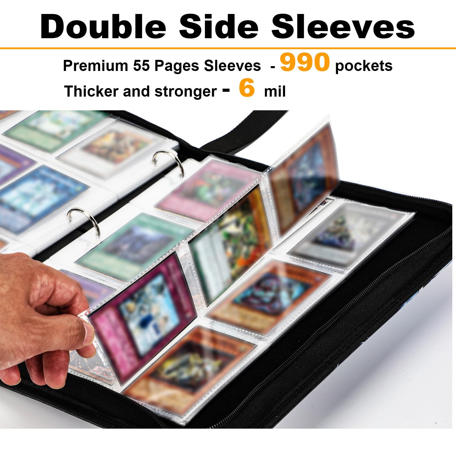 Premium 9-Pocket Trading Card Binder with 990 Pockets & 55 Protective Sleeves - Dragon Theme | Perfect for MTG, Pokemon, Yu-Gi-Oh Card Collection & Storage | Great for Gamers, Collectors & Tournaments