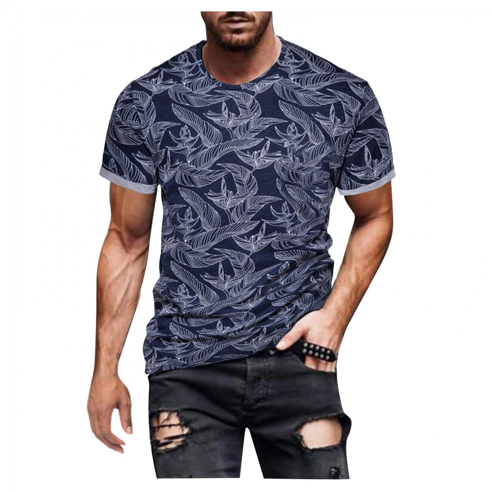 Men's Graphic Crew Neck T-Shirts - Cotton Athletic Muscle Tee for Gym & Workout | Casual Streetwear & Sports Wear