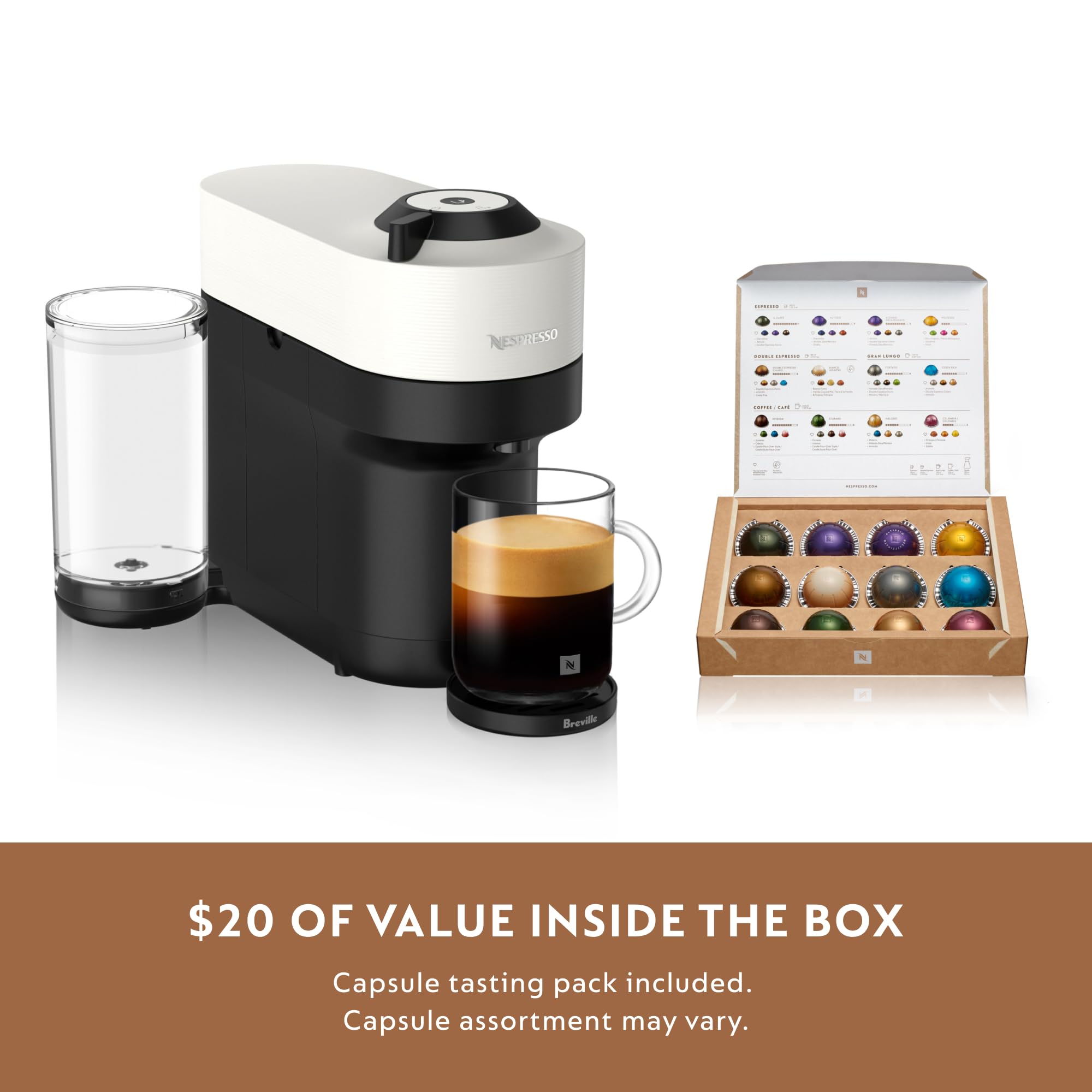 Nespresso Vertuo Pop+ Coffee and Espresso Machine by Breville - Compact Single-Serve Pod Brewer, Coconut White | Perfect for Home, Office & Small Spaces