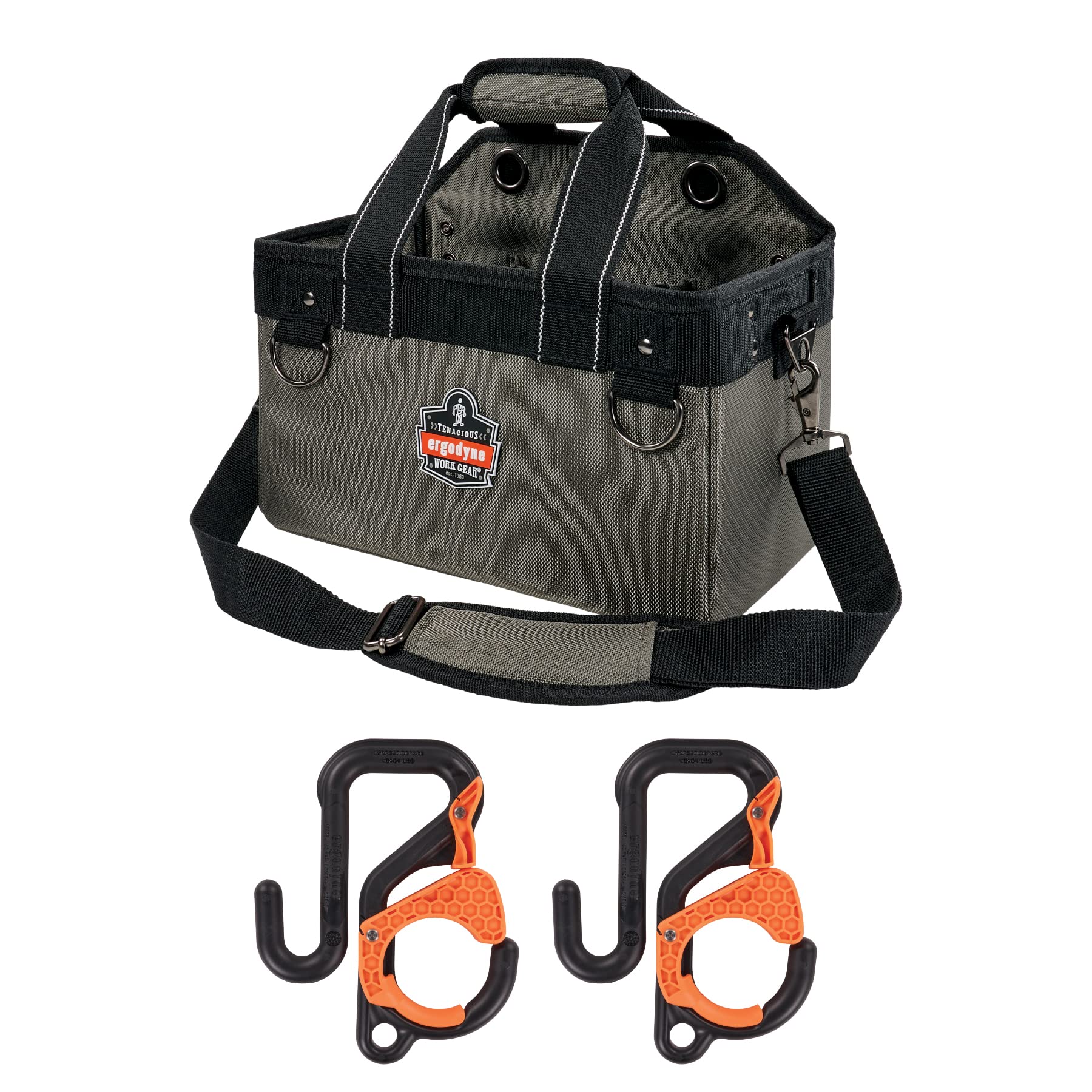 **Ergodyne Arsenal 5846 Heavy-Duty Bucket Truck Tool Bag with Locking Aerial Bucket Hooks – Durable Utility Pouch for Electricians & Linemen – Perfect for Aerial Work & Construction Sites**