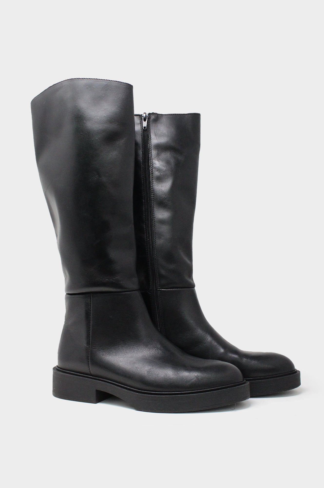 ALPE Leather Knee High Flat Boots for Women - Black | Stylish & Comfortable Winter Boots for Casual Outfits & Office Wear