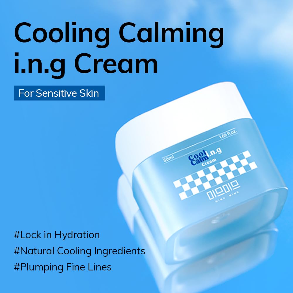 Cooling Calming Ing Serum & Cream Duo Set - Deep Hydration & Soothing Moisturizer with CICA, Hyaluronic Acid | Acne Care, Silky Texture, Clean Beauty for Sensitive & Dry Skin | Perfect for Night Routine & Post-Sun Care