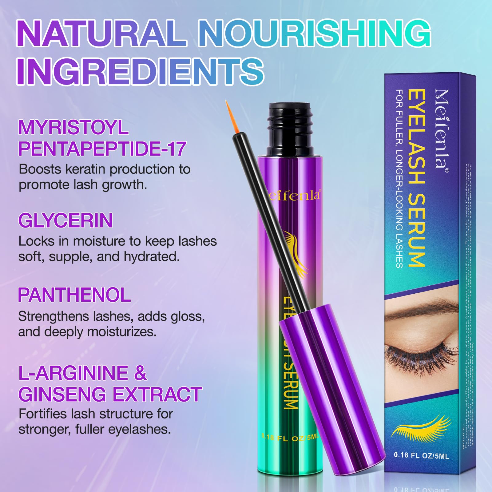 Best Eyelash Growth Serum for Longer, Thicker & Fuller Lashes - Natural Lash Enhancer for Sensitive Eyes - Non-Irritating Formula for Daily Use at Home or Salon