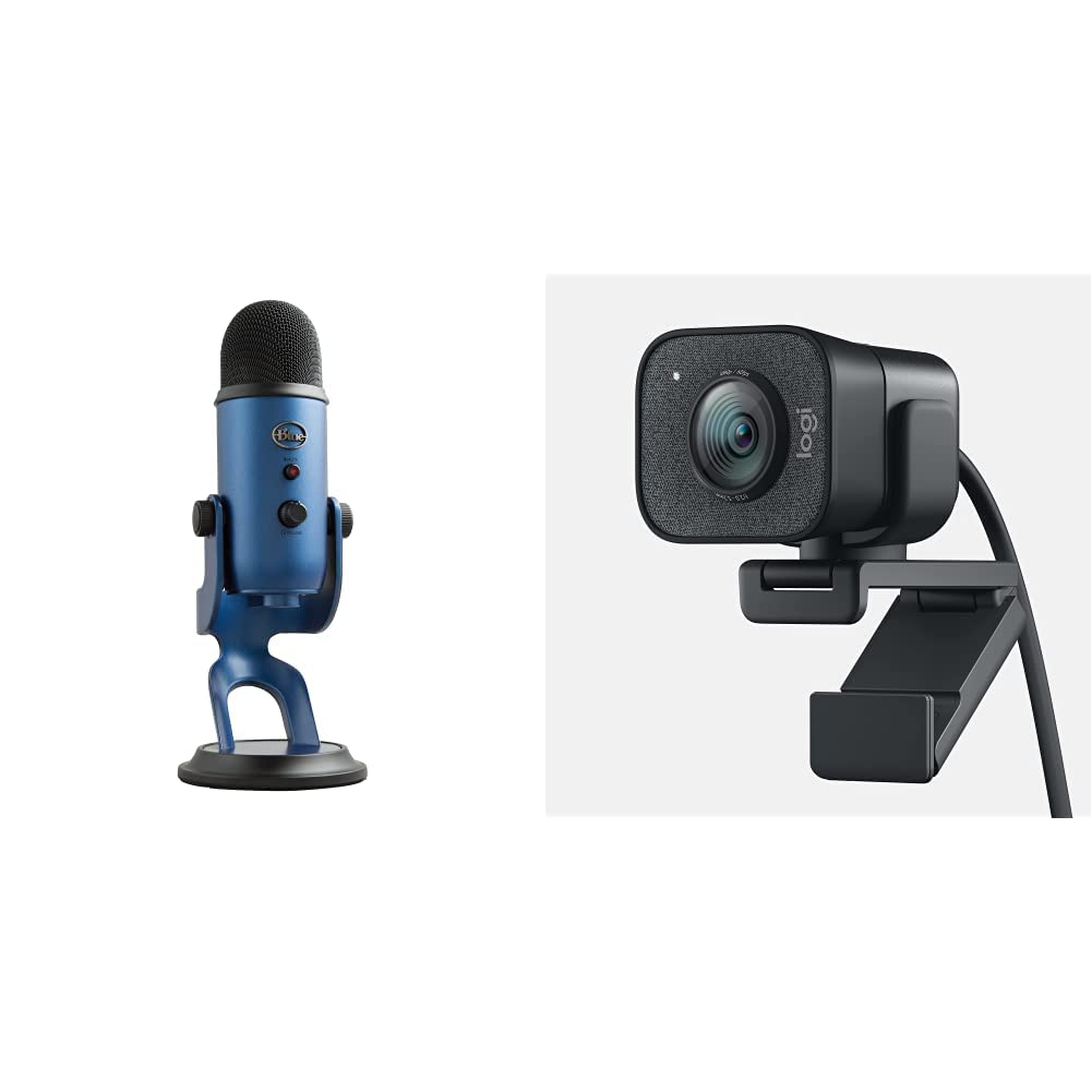 Blue Yeti USB Microphone & Logitech StreamCam Bundle - Professional PC/Mac Microphone for Gaming, Recording, Podcasting & Streaming + Full HD 1080p 60fps Webcam with Auto-Focus - Perfect for Twitch, YouTube & Zoom Meetings (Blackout)