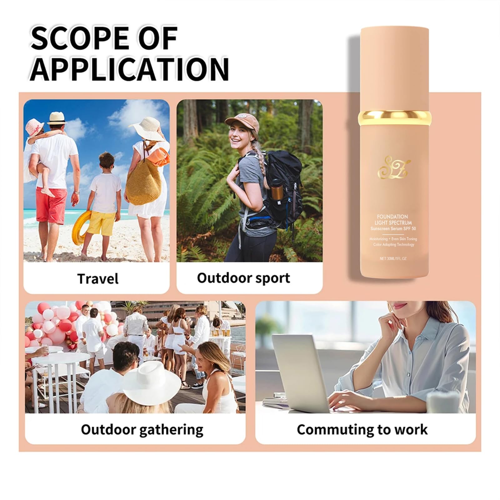 4-in-1 Temperature Changing Liquid Foundation 30g - SPF 50+ Long Lasting Waterproof High Coverage Korean Makeup with Medium Spectrum | Perfect for Daily Wear, Special Occasions & Hot Weather