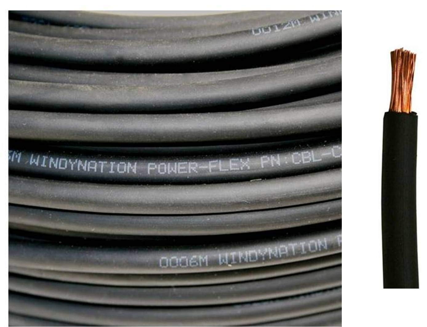 WNI 8 AWG 100ft Black Pure Copper Ultra Flexible Battery Welding Cable Kit - Includes 5pcs 5/16
