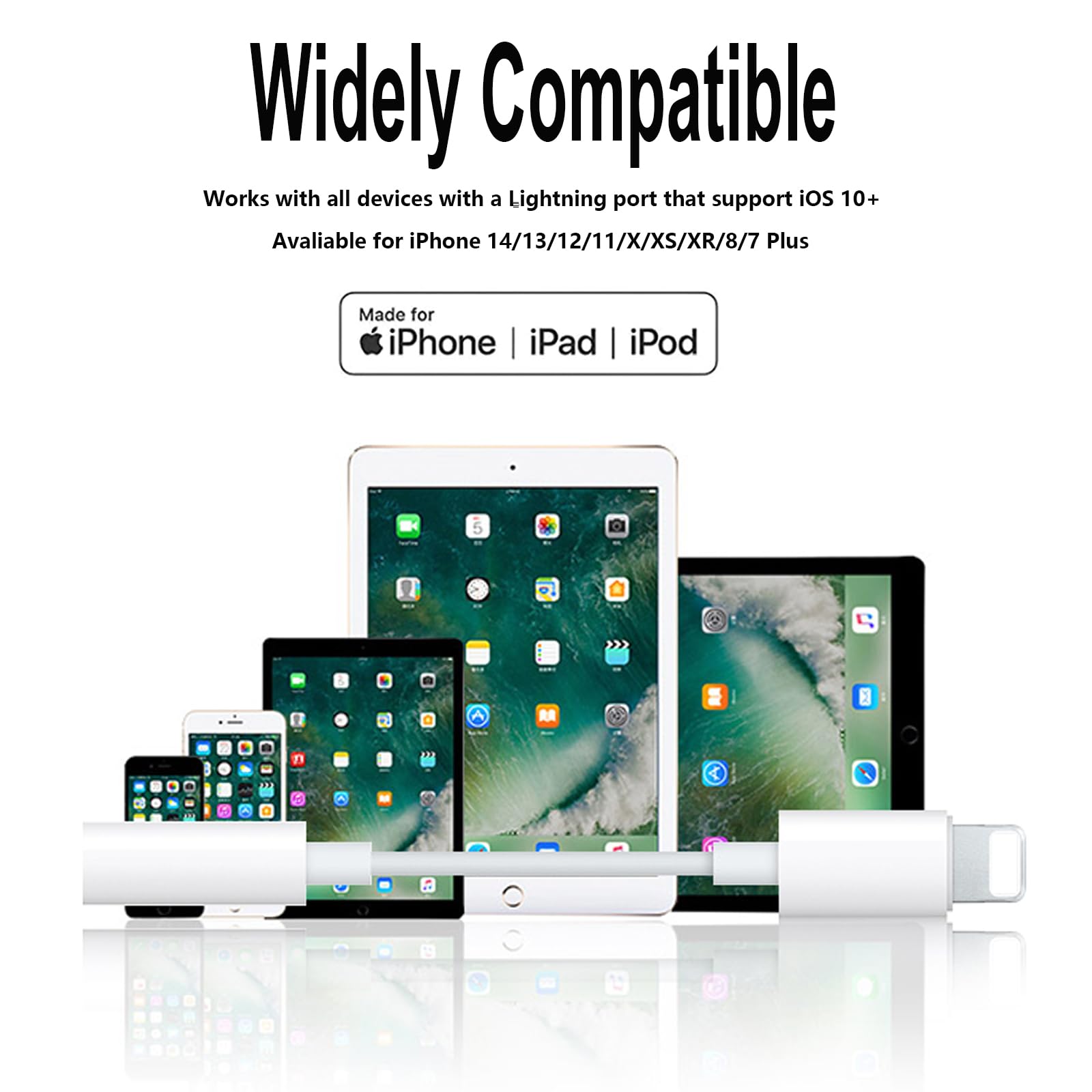 Apple MFi Certified Lightning to 3.5mm Headphone Jack Adapter - Compatible with iPhone 14/13/12/11/XS/XR/X/8/7 - Audio Dongle Converter for Music, Gaming & Hands-Free Calls