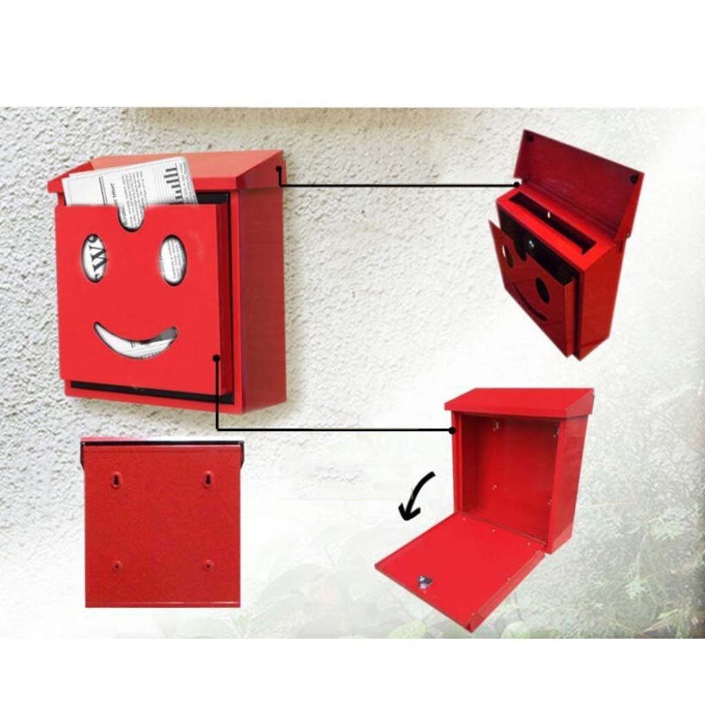 Lockable Wall Mounted Mailbox with 3D Cartoon Smile Face - Large Capacity Outdoor Mailbox for Home, Apartment & Office Use