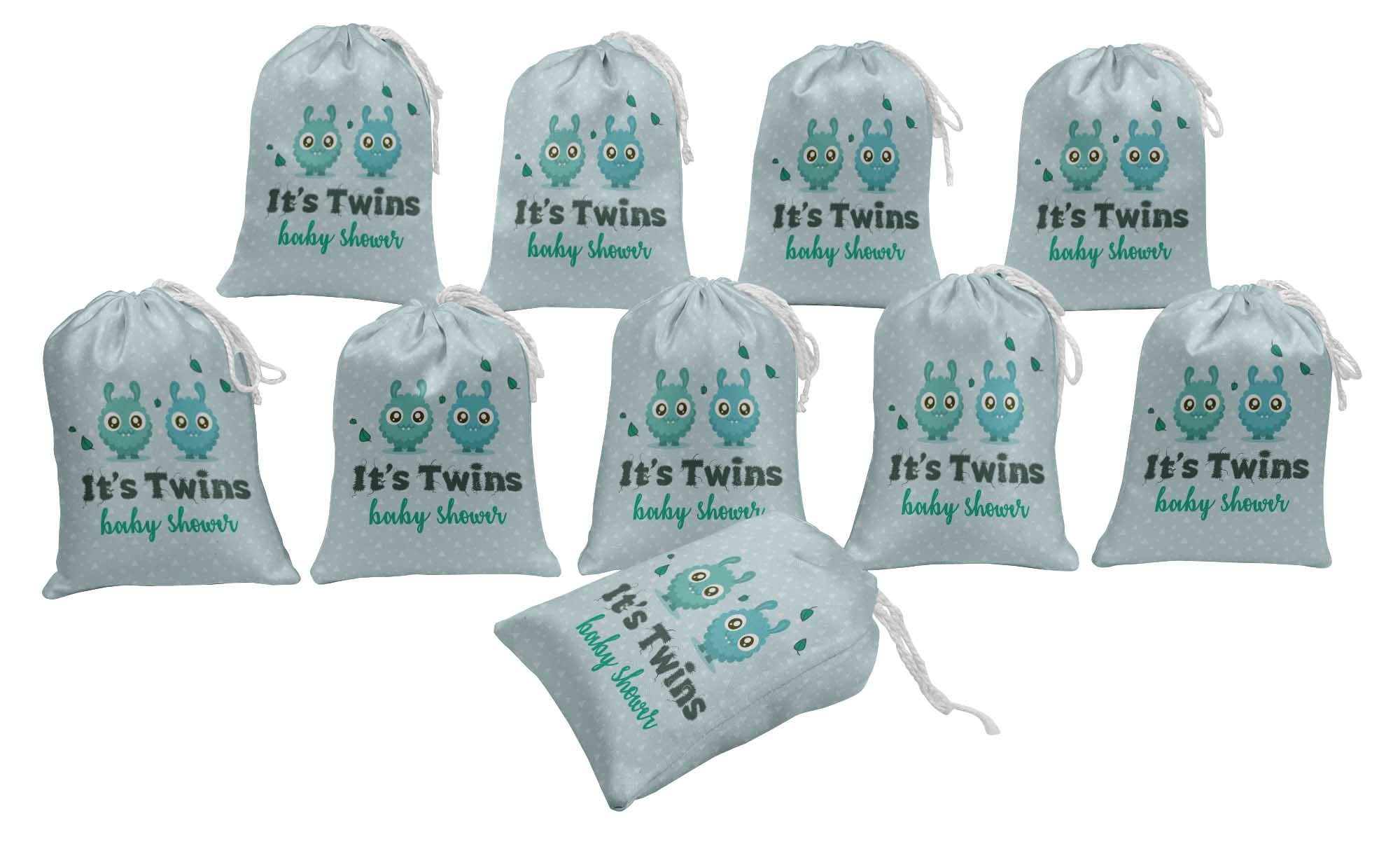 Blue Twins Baby Shower Party Supplies - 15-Pack Favor Bags & Gift Pouches for Boy & Girl - Perfect for Gender Reveal, Newborn Celebration & Twin Themed Decorations