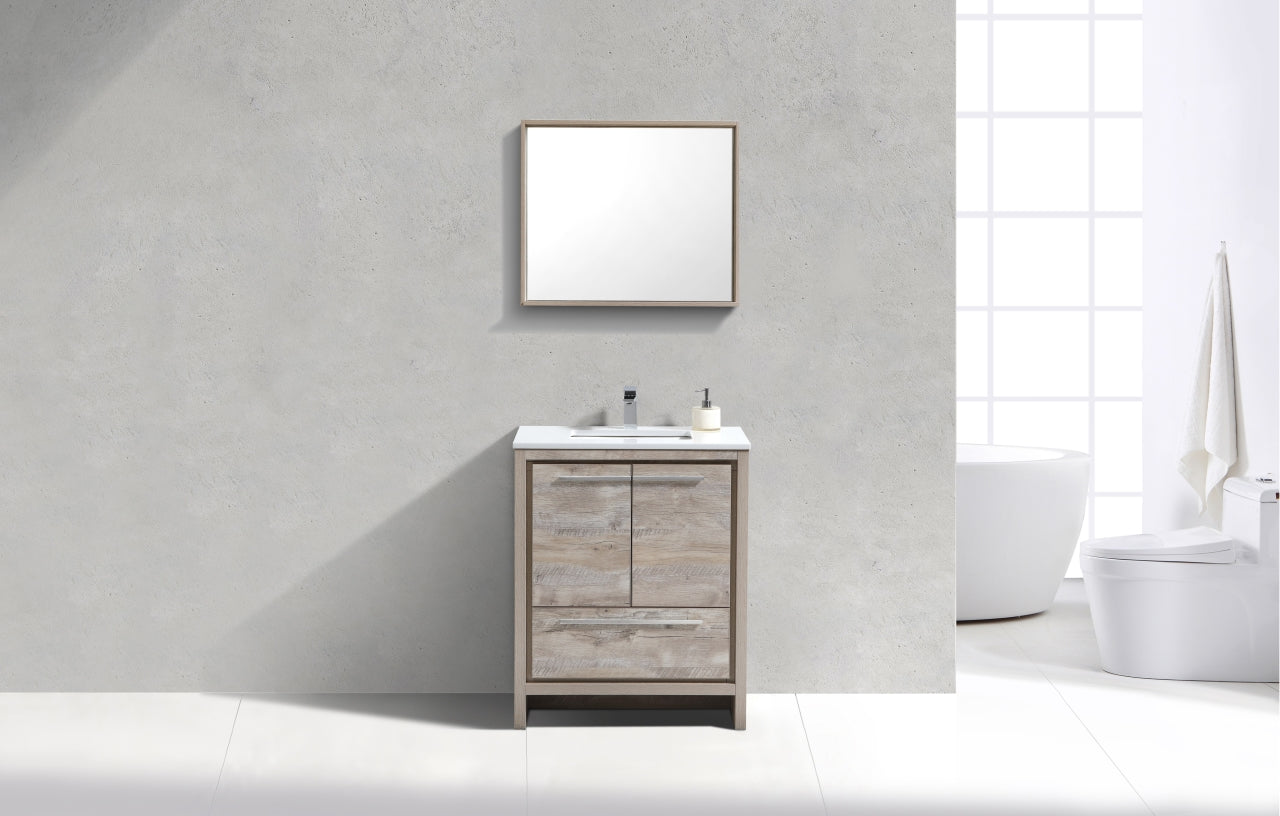 Modern Bathroom Vanity with Nature Wood & Quartz Countertop - AD30 Floor Standing Vanity for Contemporary Bathrooms - Perfect for Master Bath, Guest Bath & Powder Room Renovations