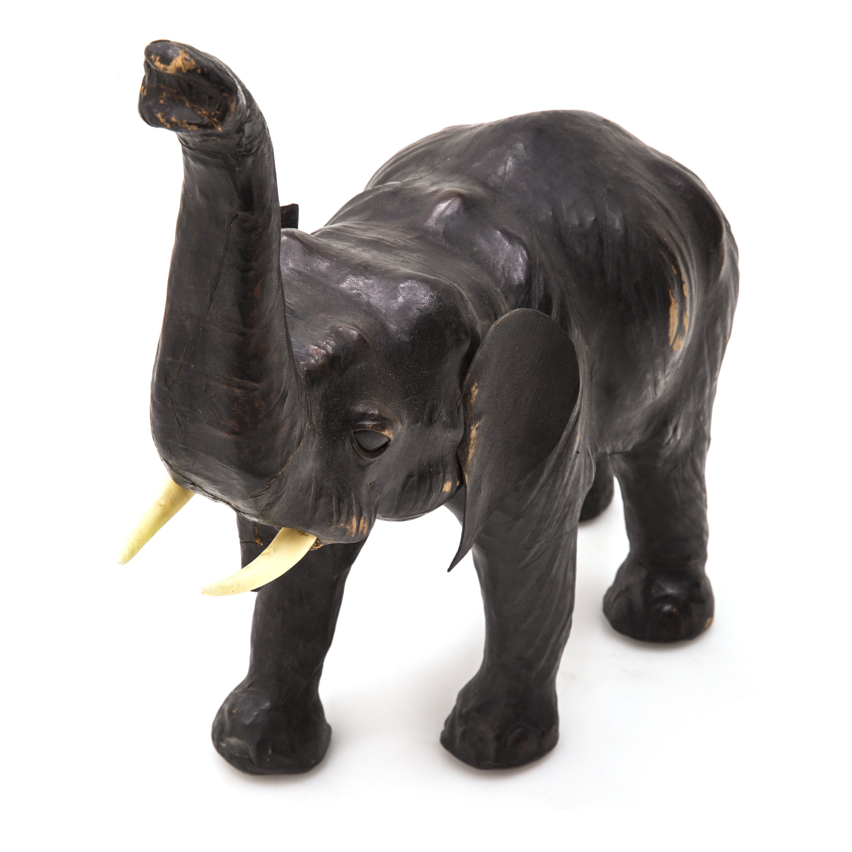 Premium Black Leather Elephant Statue - Handcrafted Home Decor for Living Room, Office & Gifts | Elegant Animal Sculpture for Shelf Display & Feng Shui