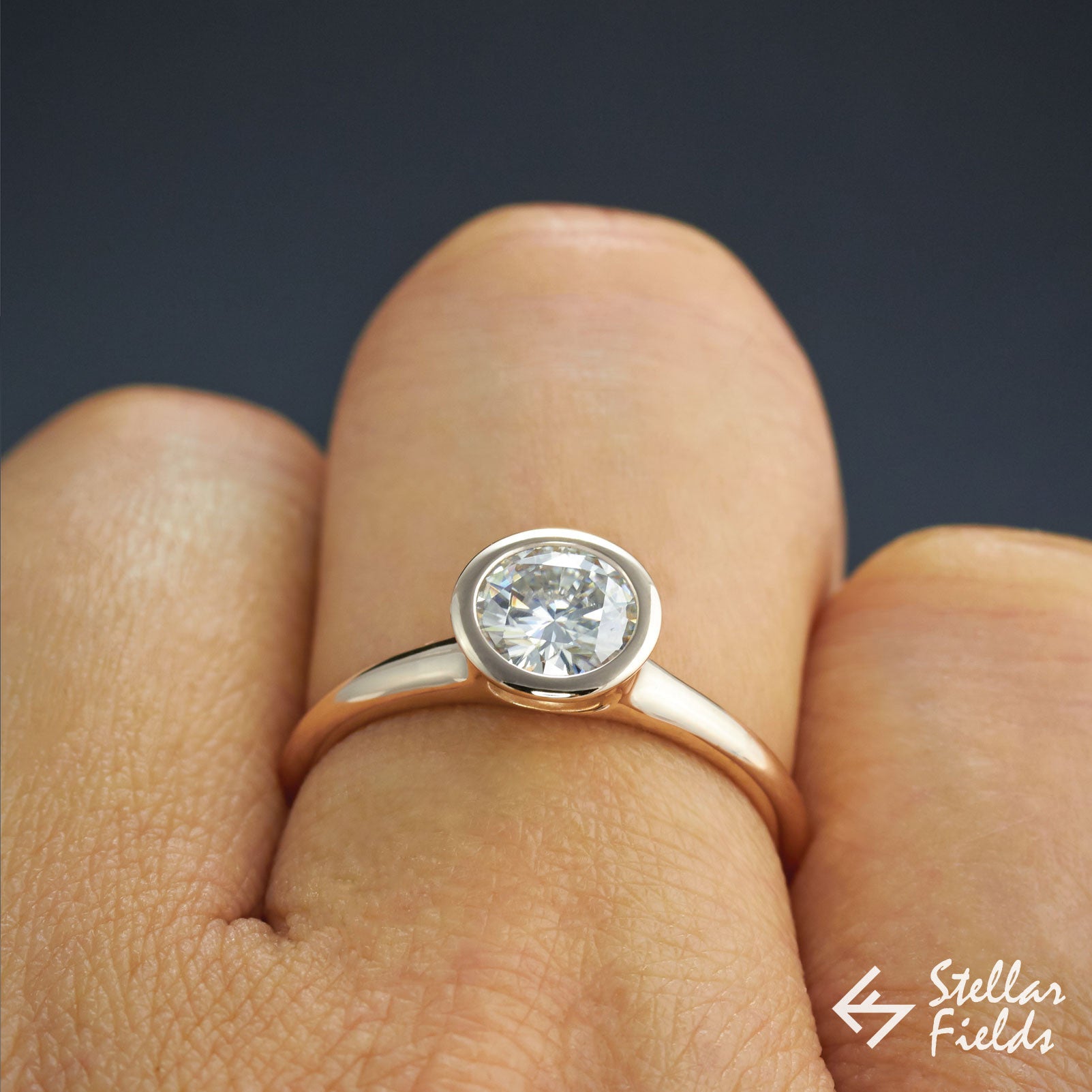 Forever One Moissanite Bezel Engagement Ring for Women - 1.5ct Round Cut Solitaire Wedding Band, 14K White Gold Promise Ring - Perfect for Proposals, Anniversaries & Bridal Jewelry Gifts