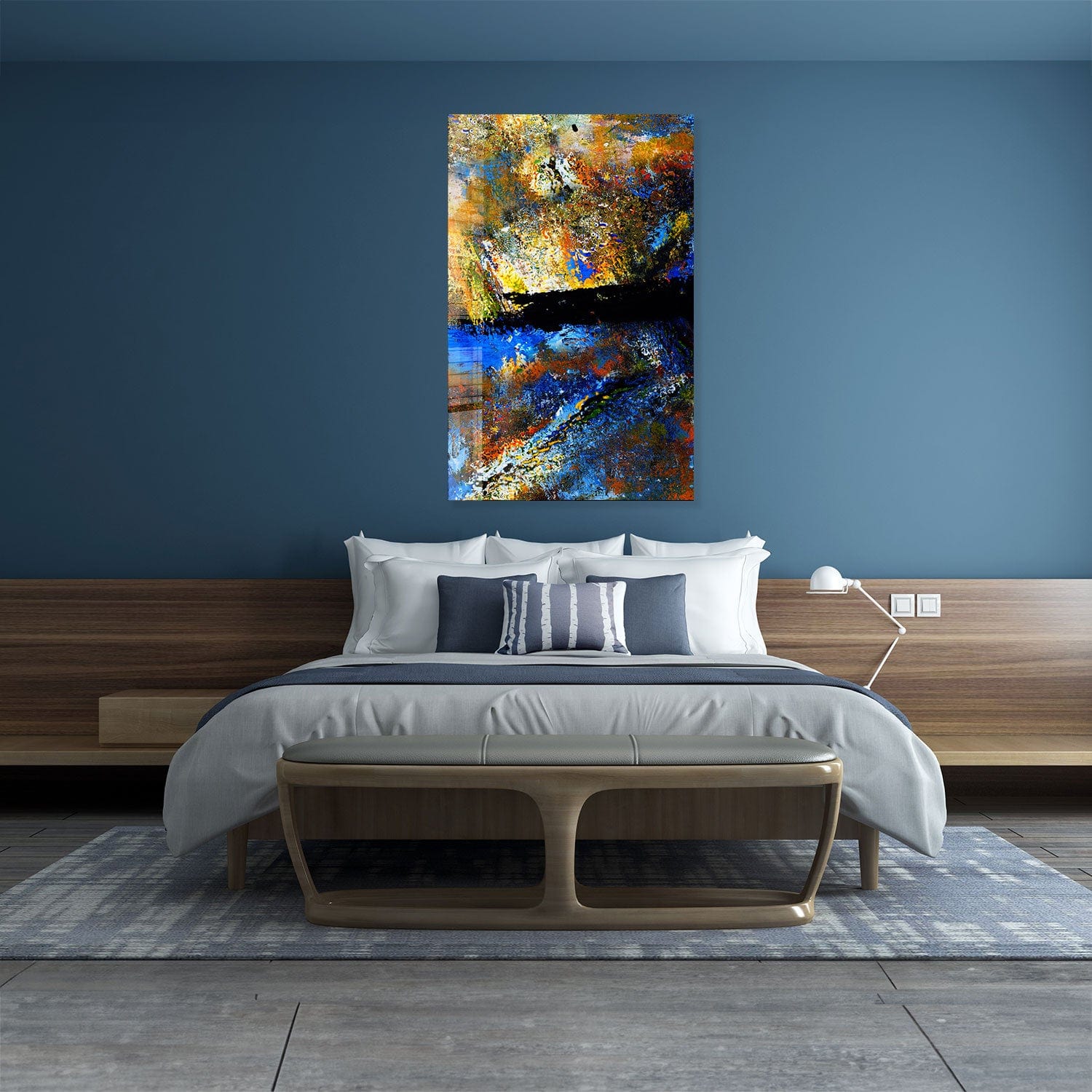 Abstract Closed Eye Tempered Glass Wall Art - Modern Home Decor for Living Room, Bedroom & Office - Shatterproof & Stylish