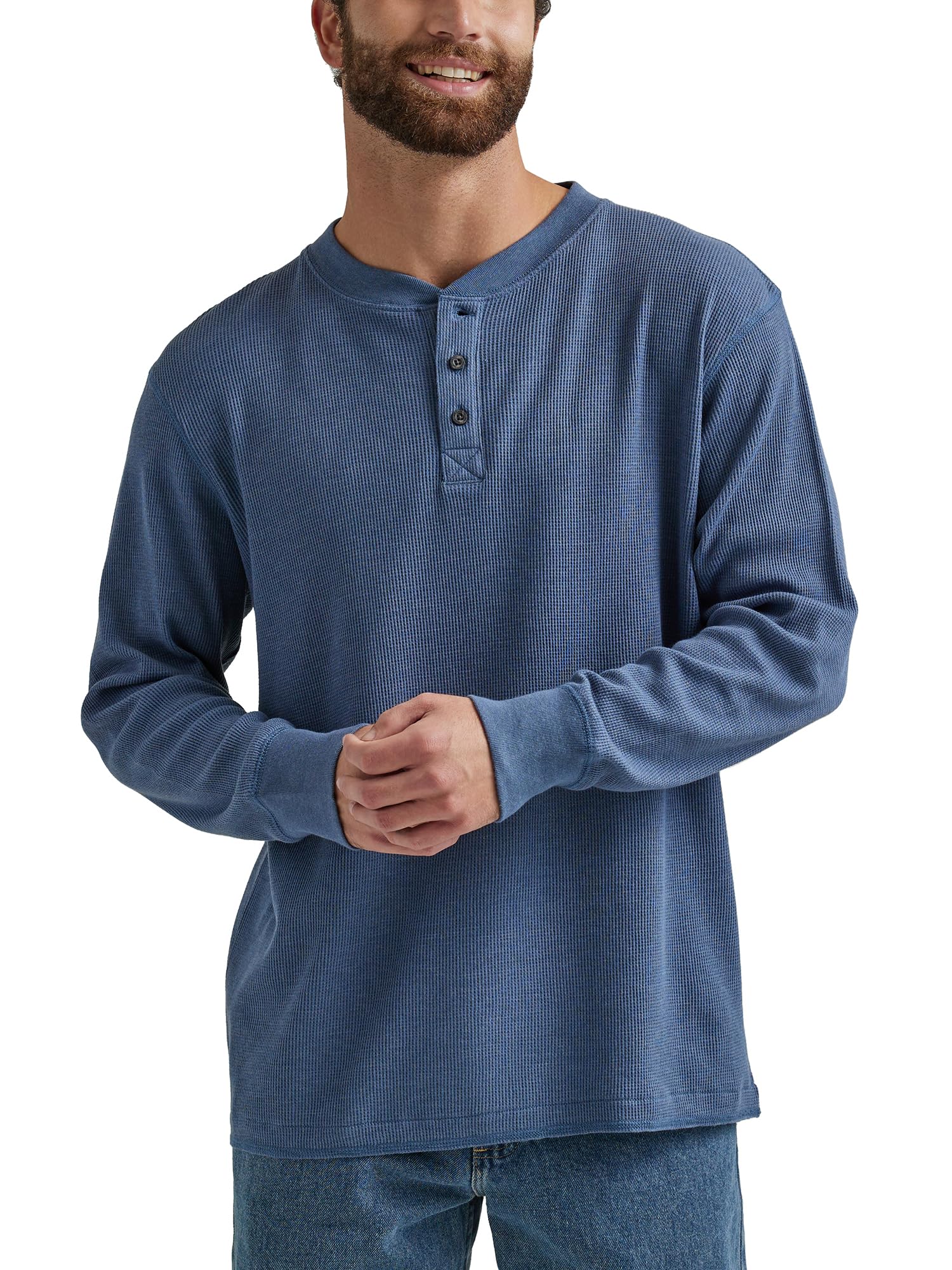 Wrangler Authentics Men's Long Sleeve Waffle Henley Shirt - Comfortable Thermal Crewneck Top for Casual Wear, Outdoor Activities & Layering