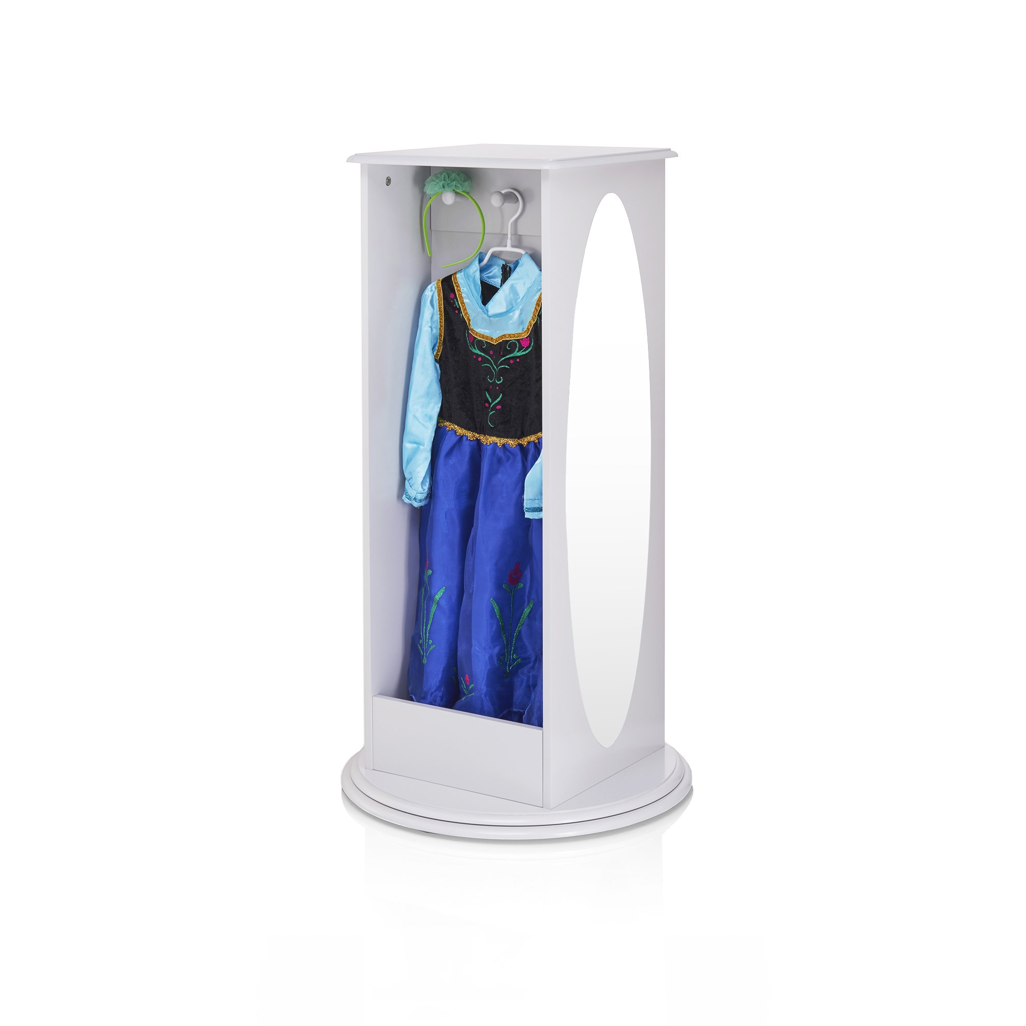 Guidecraft Rotating Dress Up Storage - Gray: Kids' Clothes & Costume Wardrobe with 2 Mirrors, Storage Trays & Hooks for Toddlers - Armoire with Shelves for Bedroom Organization | Perfect for Playrooms, Kids' Bedrooms & Dress-Up Areas