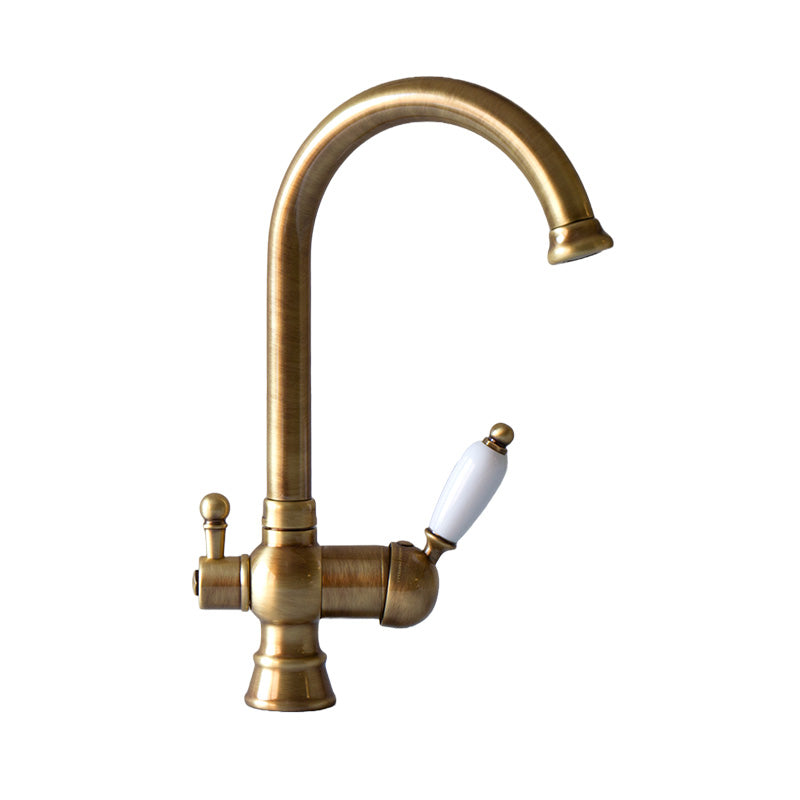 Nottingham Swan Neck Kitchen Faucet with Dishwasher Shut-Off - Bronze Finish for Modern & Farmhouse Style Kitchens