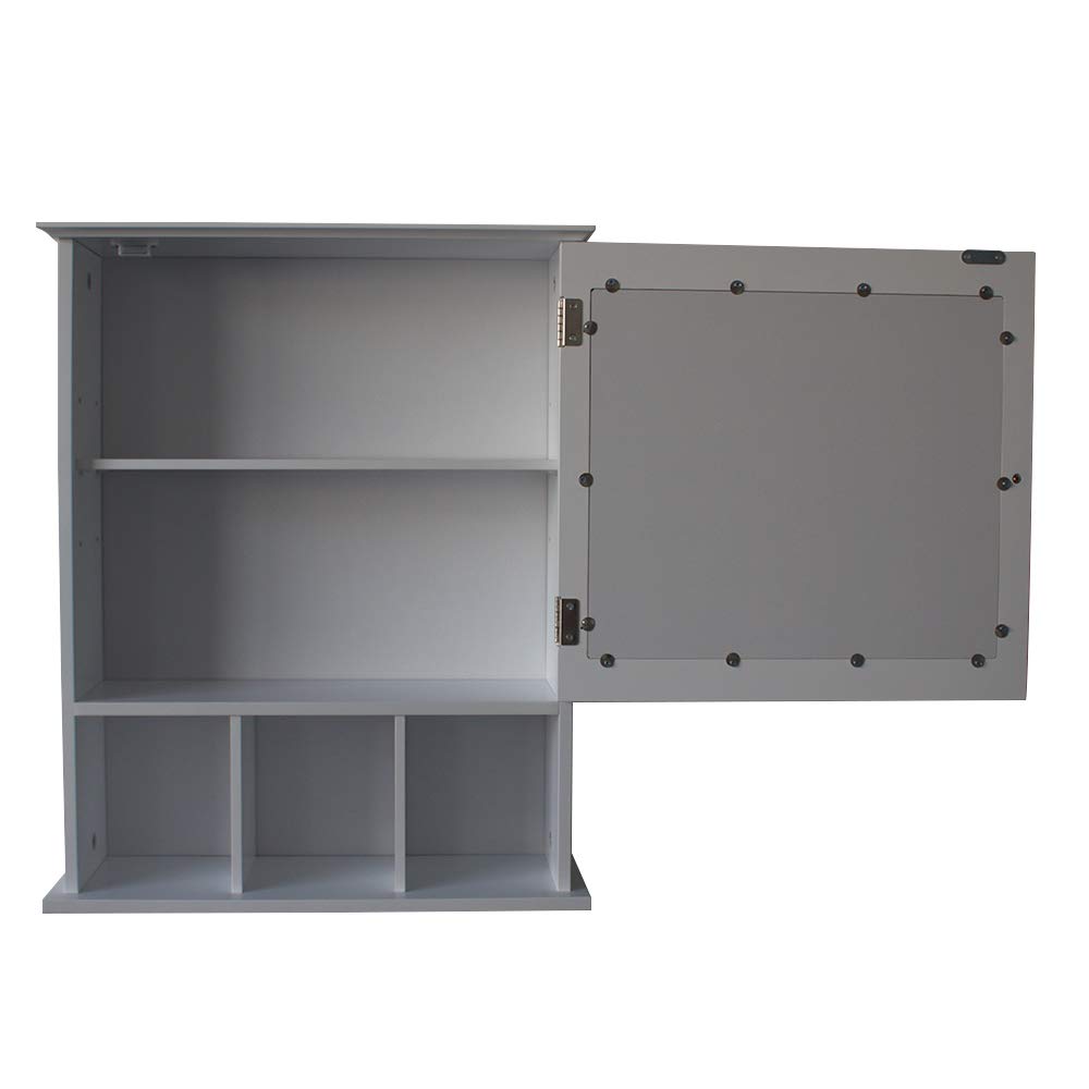 White Aelph Single Door 3-Compartment Bathroom Storage Cabinet with Mirror - Space-Saving Organizer for Bathroom, Bedroom, or Entryway