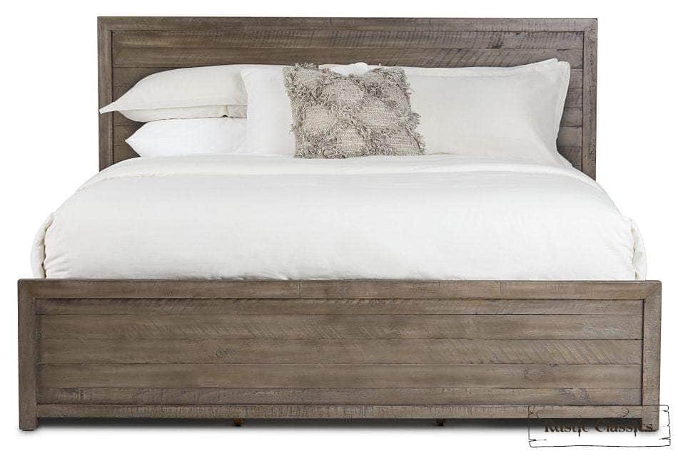 Whistler Grey Reclaimed Wood Platform Bed with 4 Storage Drawers - Queen & King Size - Perfect for Modern Bedroom, Guest Room & Small Space Organization