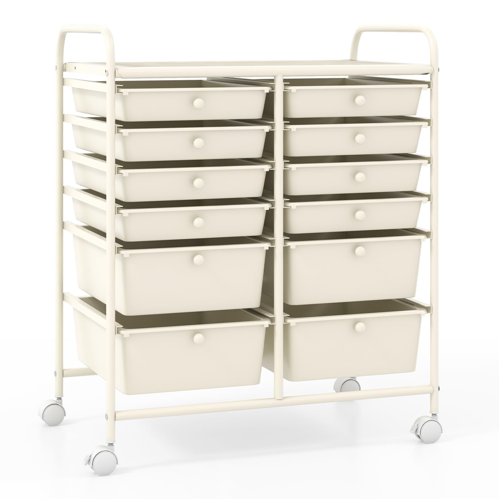 RELAX4LIFE 12-Drawer Rolling Storage Cart with Wheels - Mobile Craft Organizer for Art Supplies, Office, School & Beauty Salon | Portable Utility Cart for Home, Studio & Workplace Organization (White)