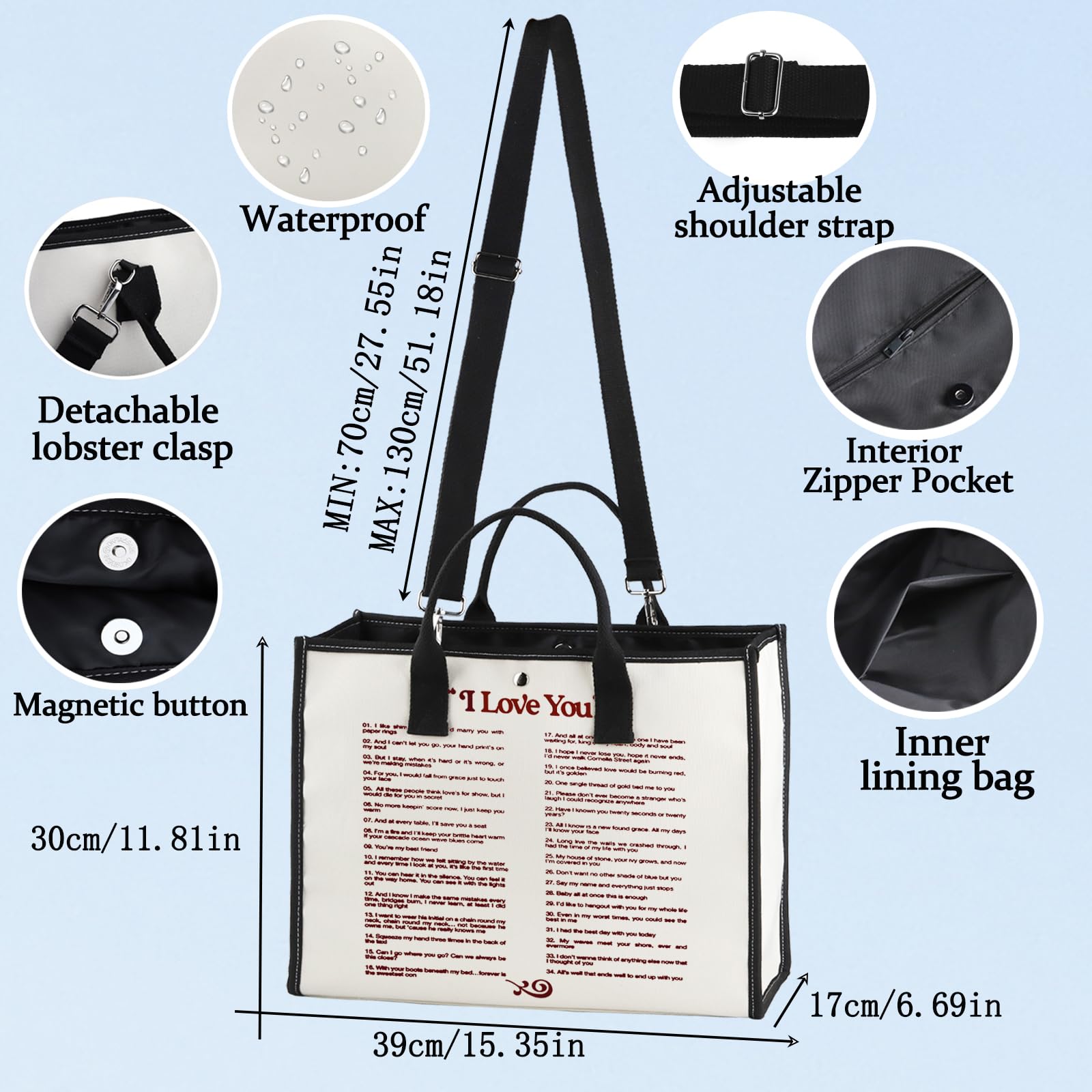 BWWKTOP Singer Album Inspired Canvas Tote Bag - Song Lyrics Print Shoulder Bag for Women - Perfect Concert Gift & Music Fan Accessory for Daily Use, Shopping & Travel